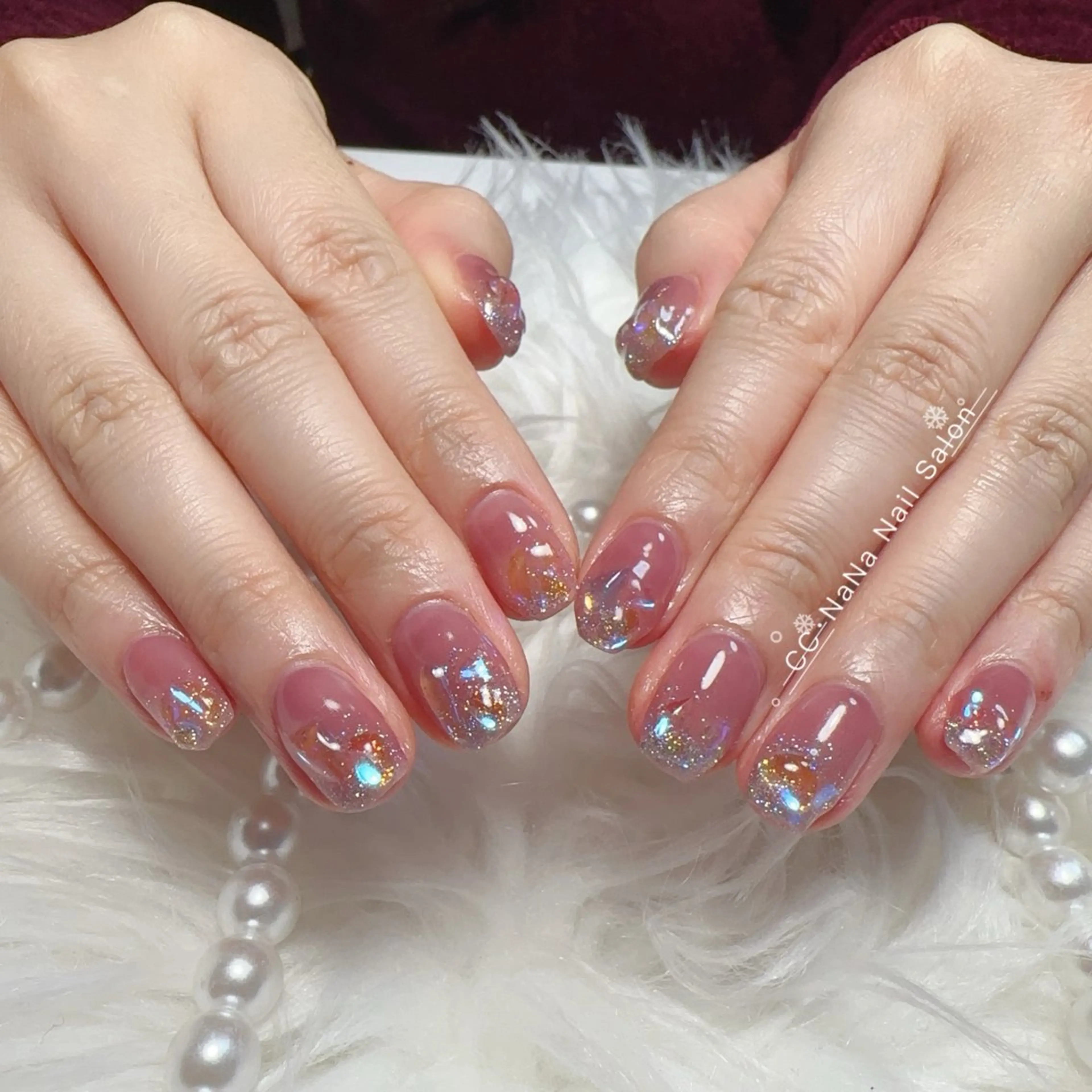 ネイル キラキラネイル ワンホンネイル ハンドネイル 💎CC・NaNa 韓国風ネイル🌙Cのネイルデザイン