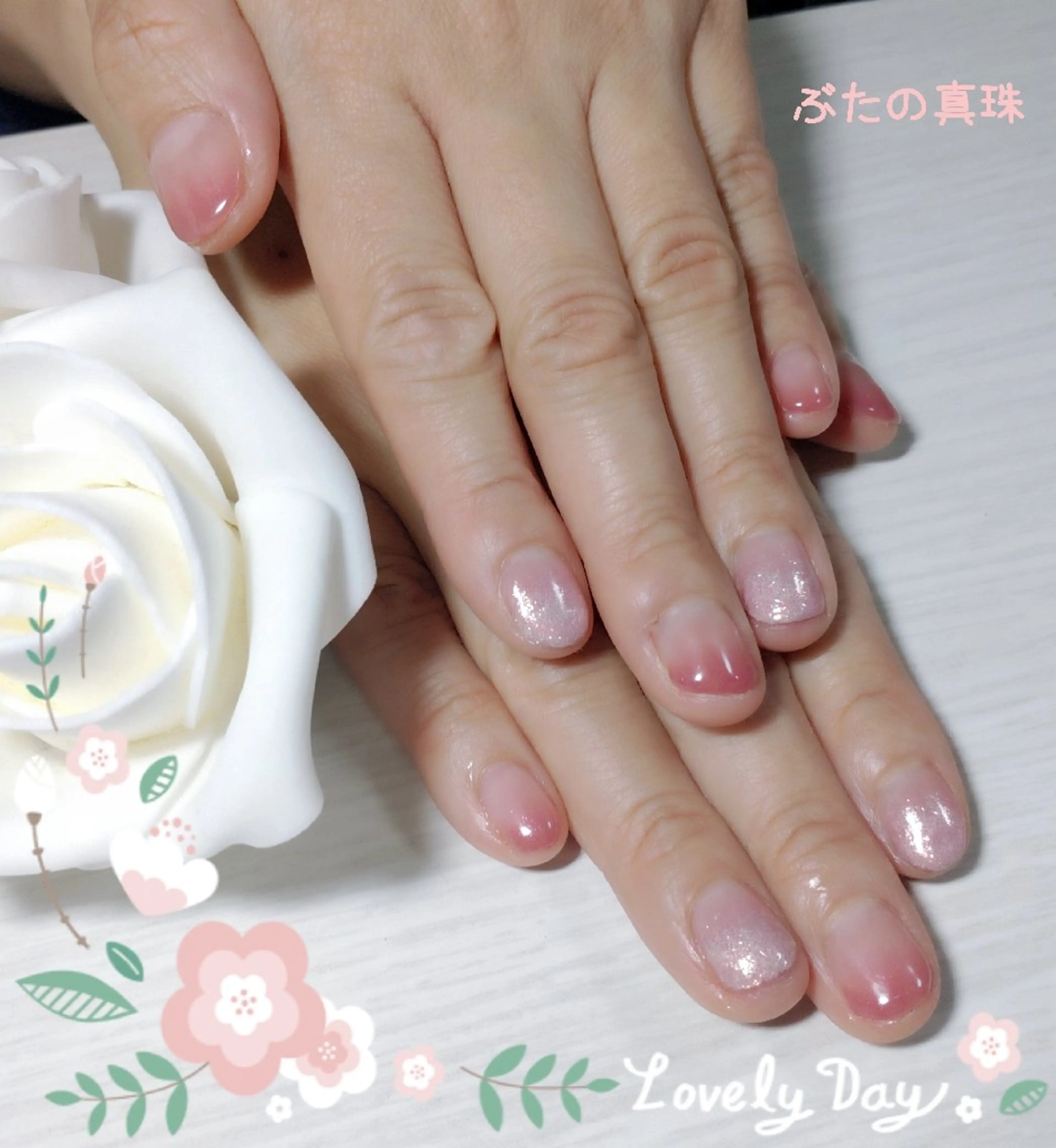 ネイル ボルドー グラデーション キラキラネイル ピンク ハンドネイル 林 珠里のネイルデザイン