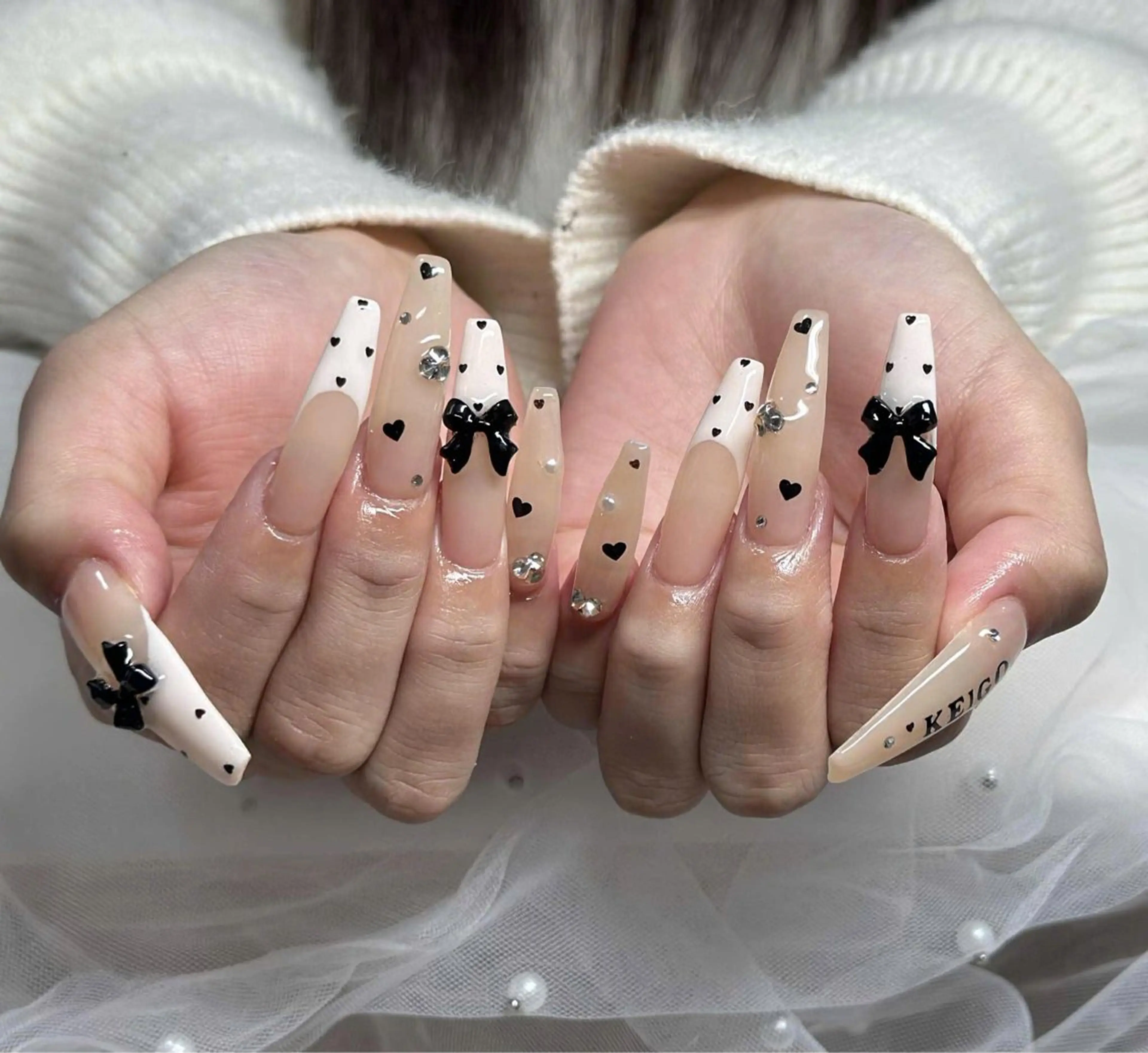 ネイル フレンチネイル ジェルネイル ハロウィン 韓国ネイル マグネットネイル ハンドネイル Hbaby nailのネイルデザイン