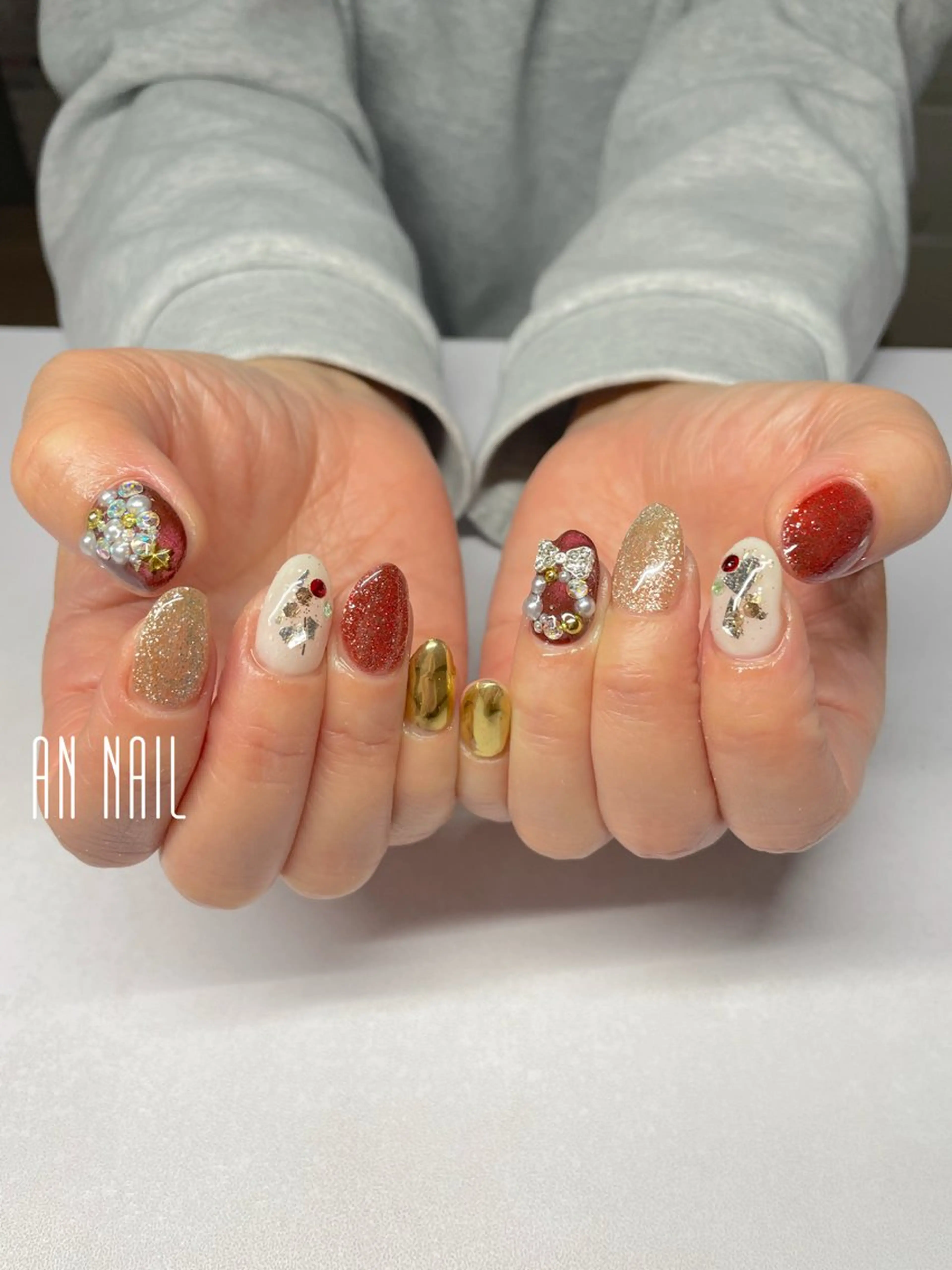 ネイル マグネットネイル 冬ネイル クリスマス AN Nailのネイルデザイン