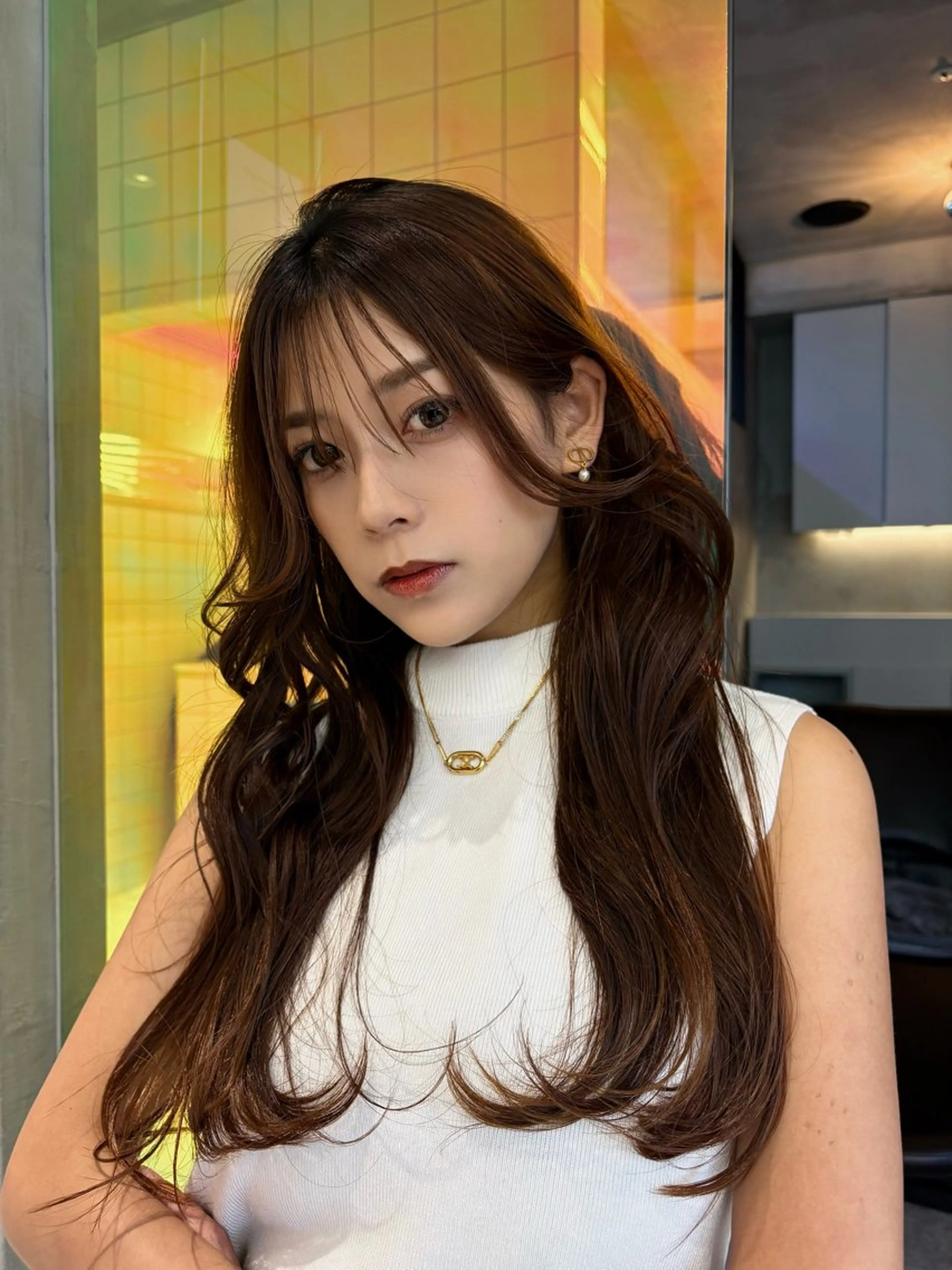ロング カラー 透明感カラー トリートメント ヘアカラー 色気レイヤースタイル 洒落色気ヘアマサトのヘアスタイル