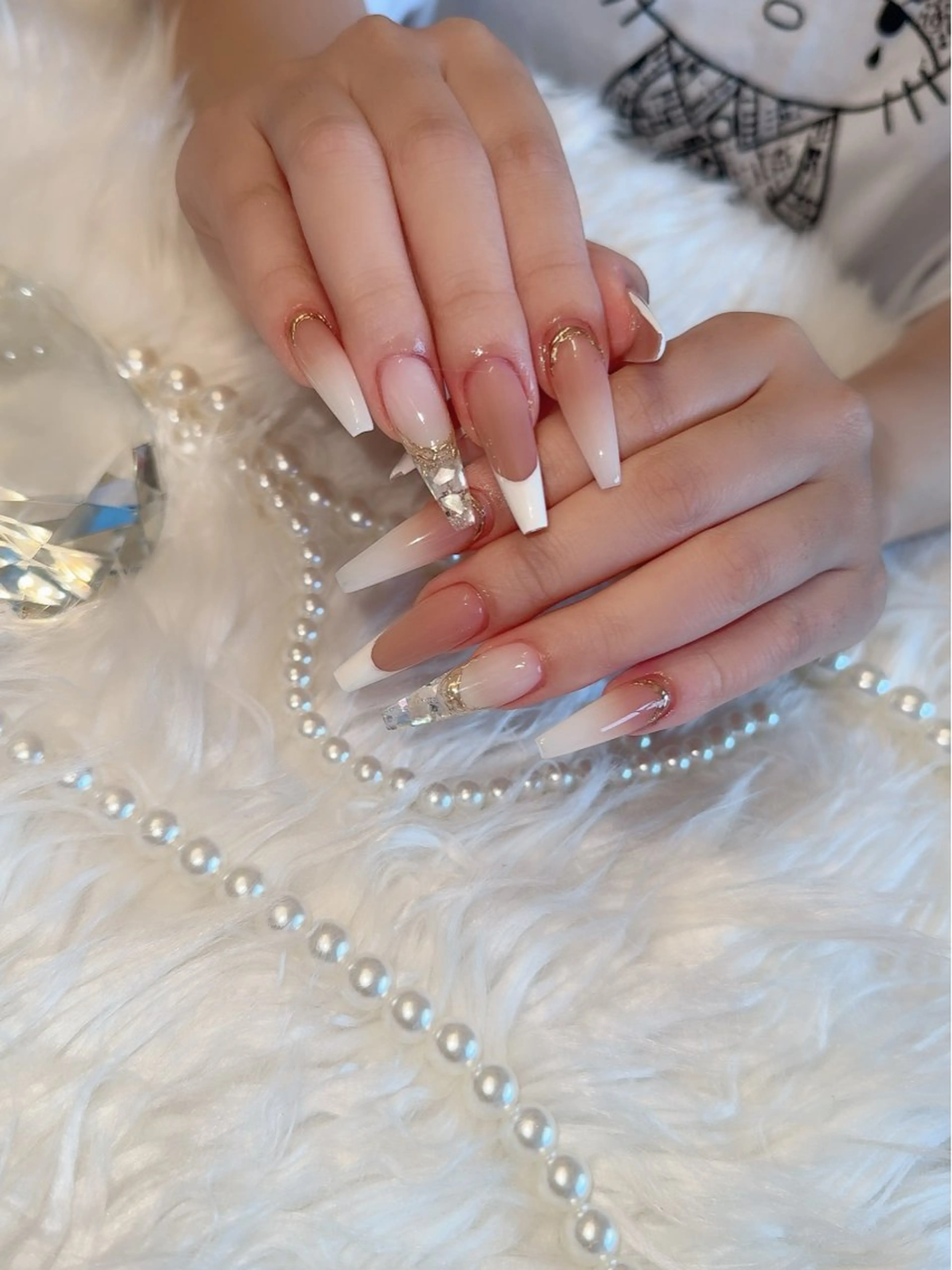 ネイル フレンチネイル ロングネイル ミラーネイル スカルプネイル nail salon azuのネイルデザイン