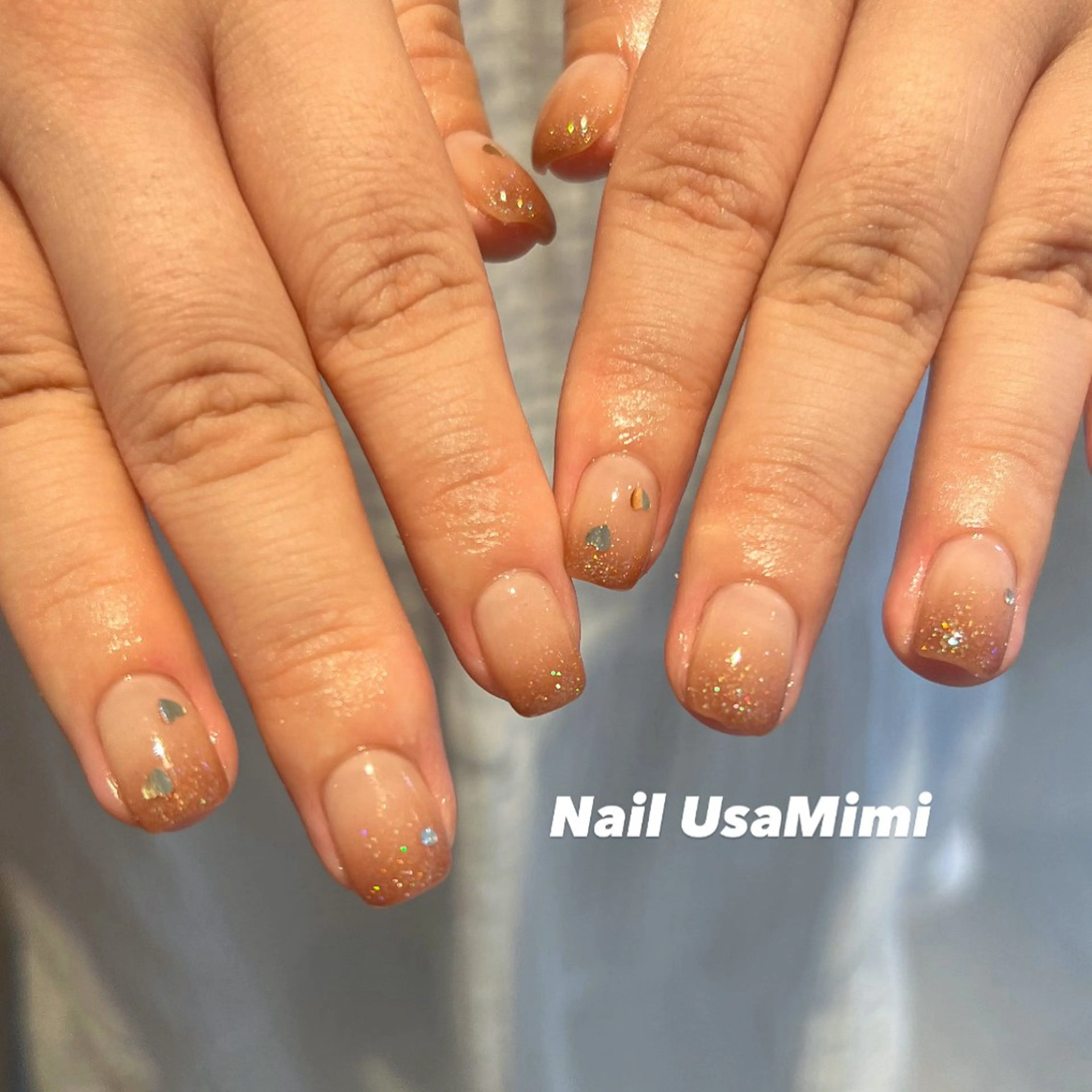 ネイル フットネイル ジェルネイル グラデーション ラメ(グリッター) ラメグラデーション ハンドネイル 本町NailUsa Mimi RIKOのネイルデザイン
