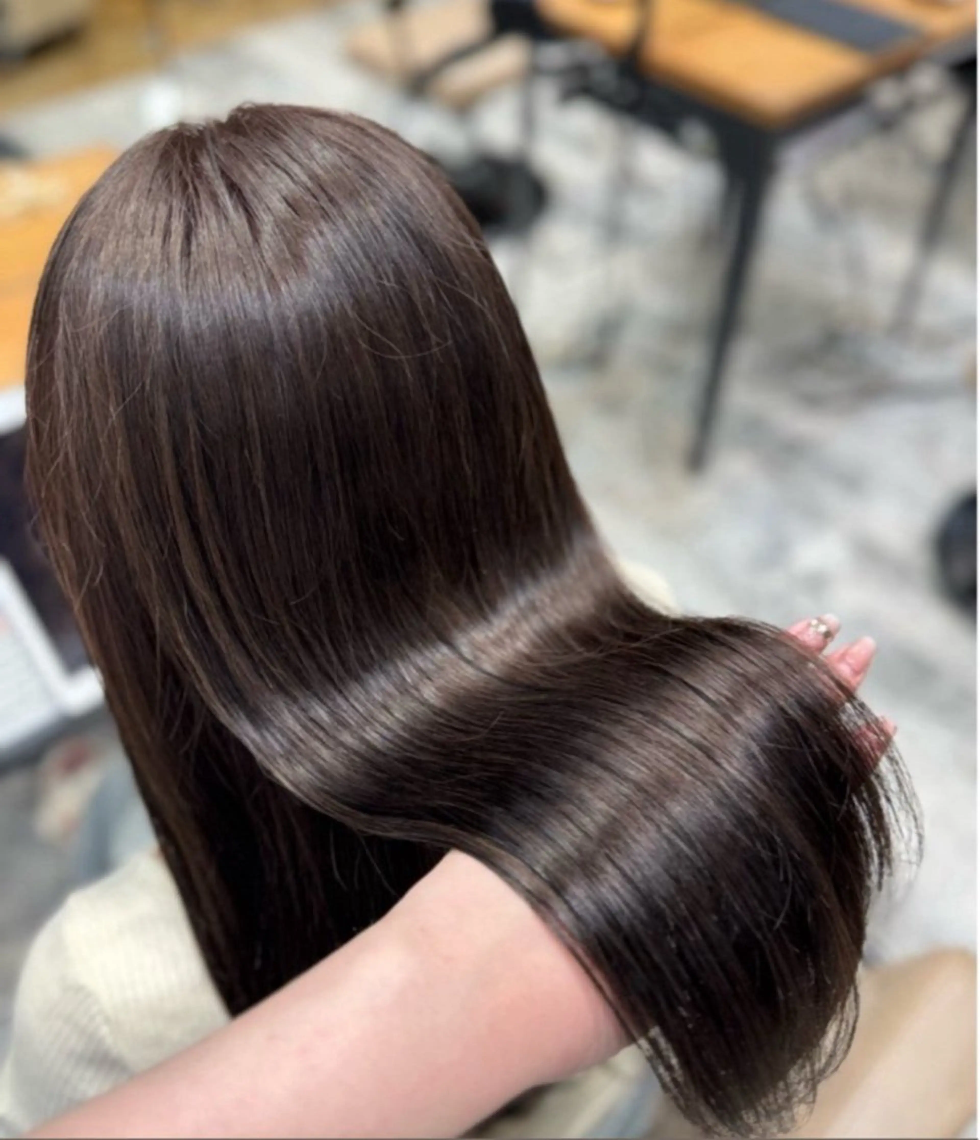セミロング カラー セミロングパーマ アッシュ ベージュカラー 黒髪 ブルーカラー レイヤー/顔まわり/ 透明感カラー/れいなのヘアスタイル