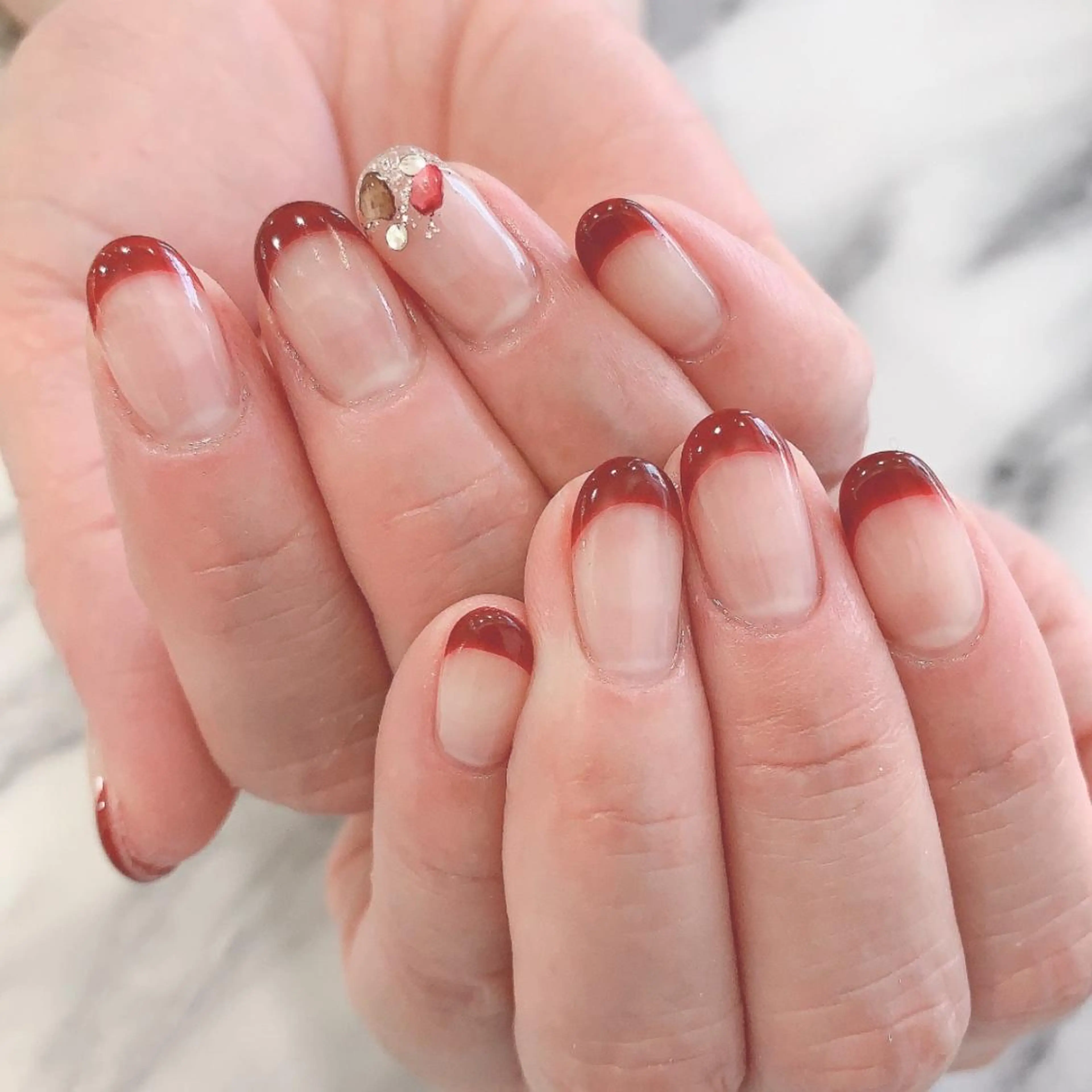 ネイル ボルドー フレンチネイル Jeremy ♡ HARUKAのネイルデザイン