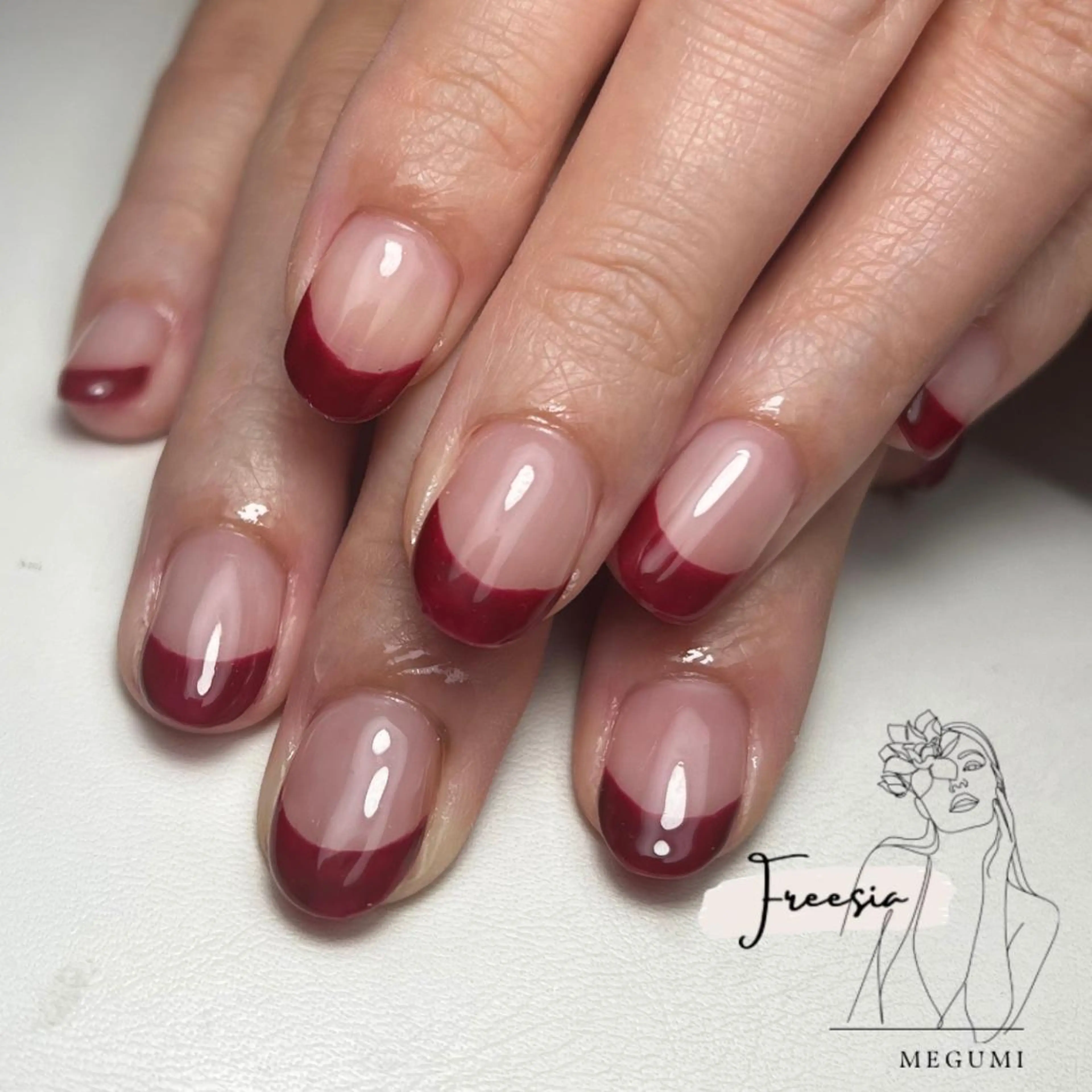 ネイル ボルドー フレンチネイル シンプルネイル ハンドネイル New open✨ 井土ヶ谷店 Meguのネイルデザイン