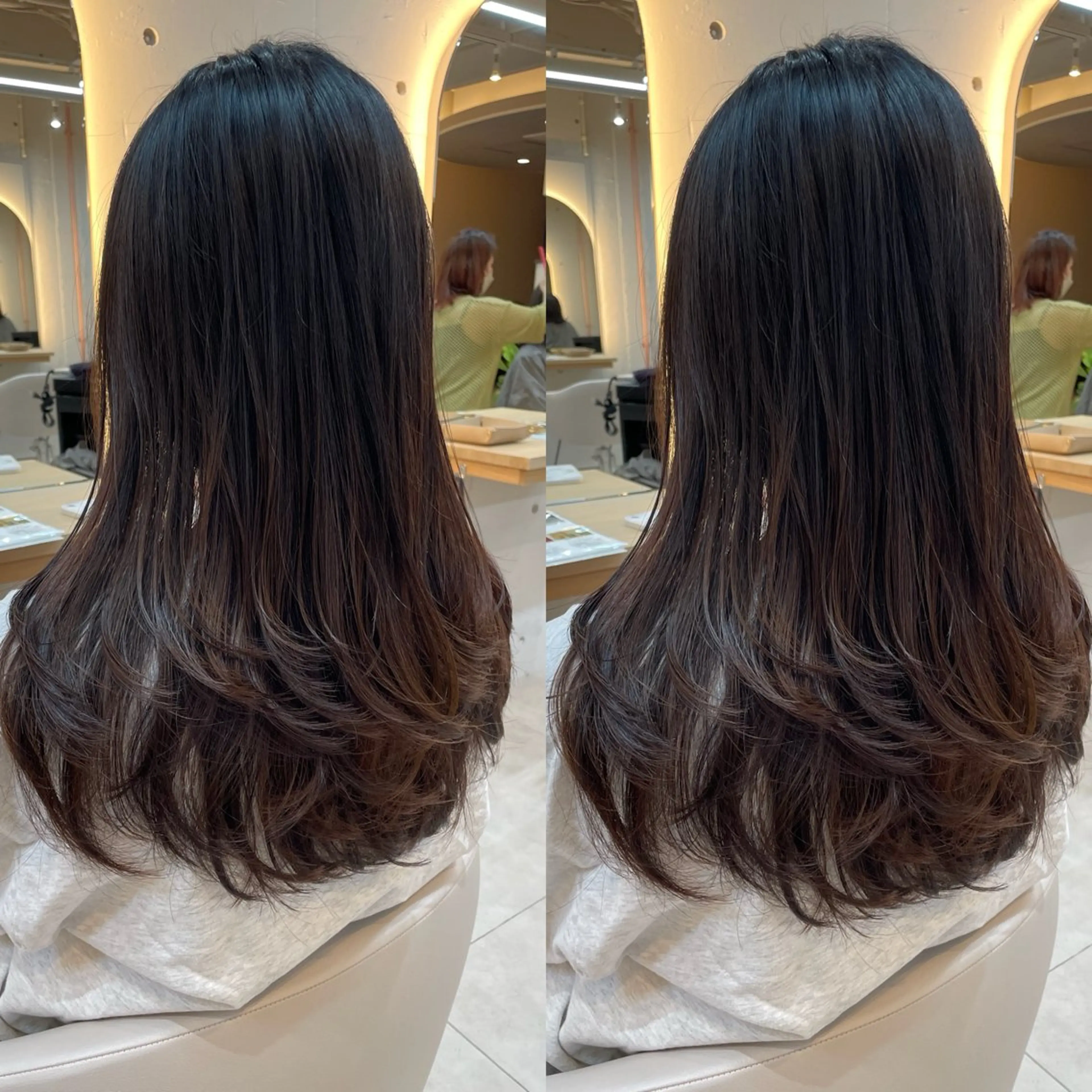 ロング レイヤーカット カット トリートメント ヘアセット ブリーチ無しダブル カラー🦕まどかのヘアスタイル