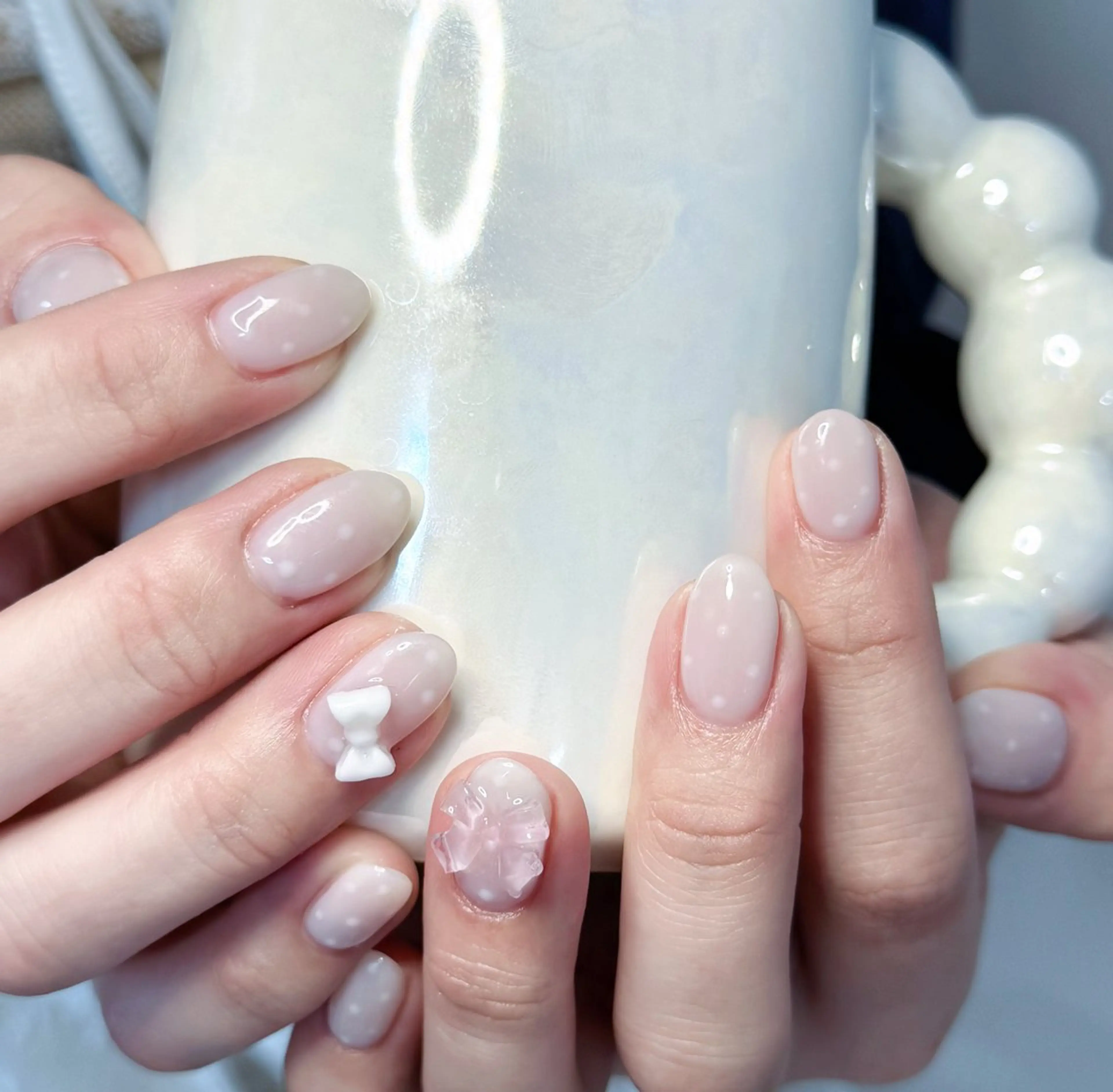 ネイル アートネイル オーロラネイル チークネイル フレンチネイル ガラスフレンチ ハンドネイル 🎀🎀YooLi Nail Salonのネイルデザイン