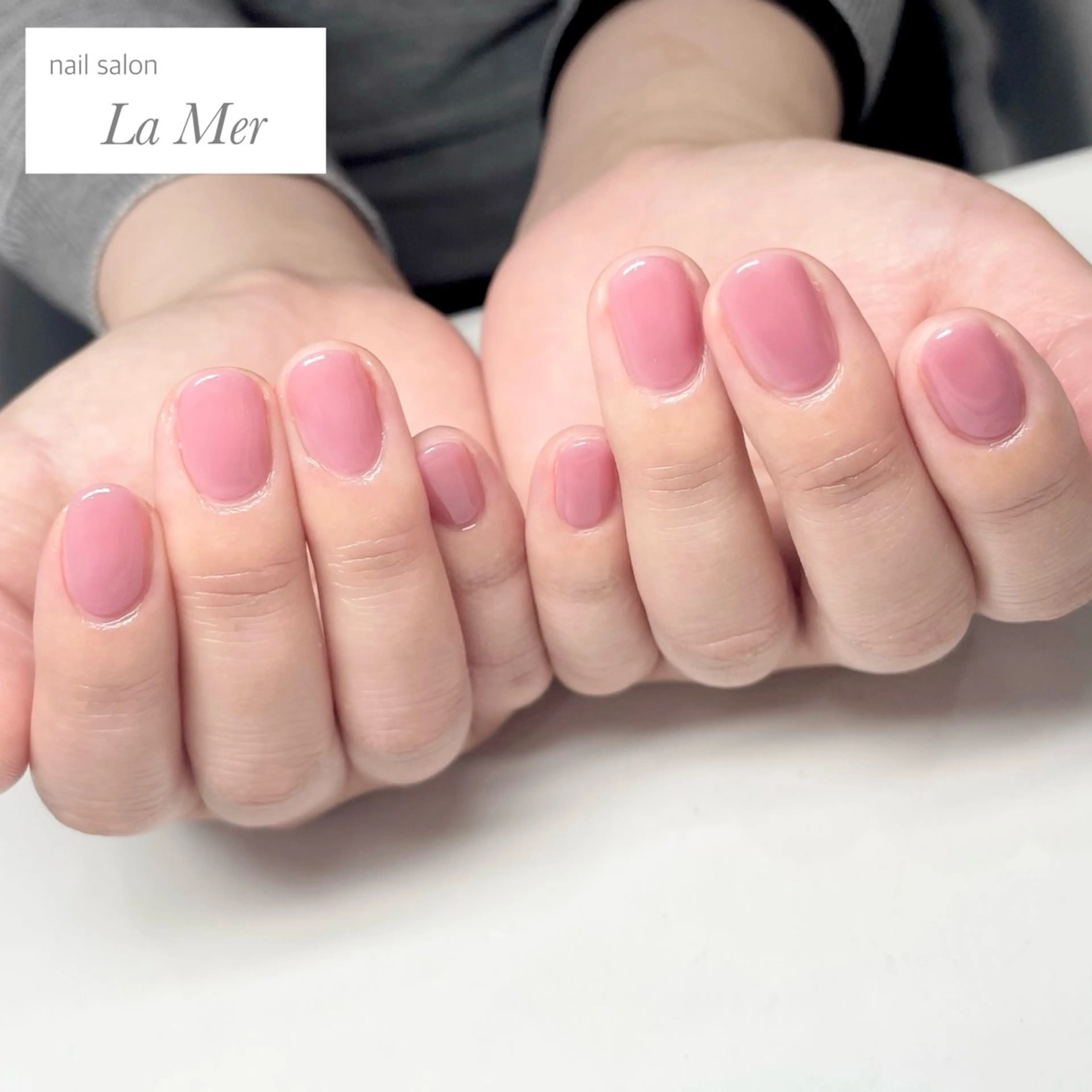 ネイル オフィスネイル ワンカラーネイル ピンク ショートネイル シンプルネイル nailsalon La Merのネイルデザイン