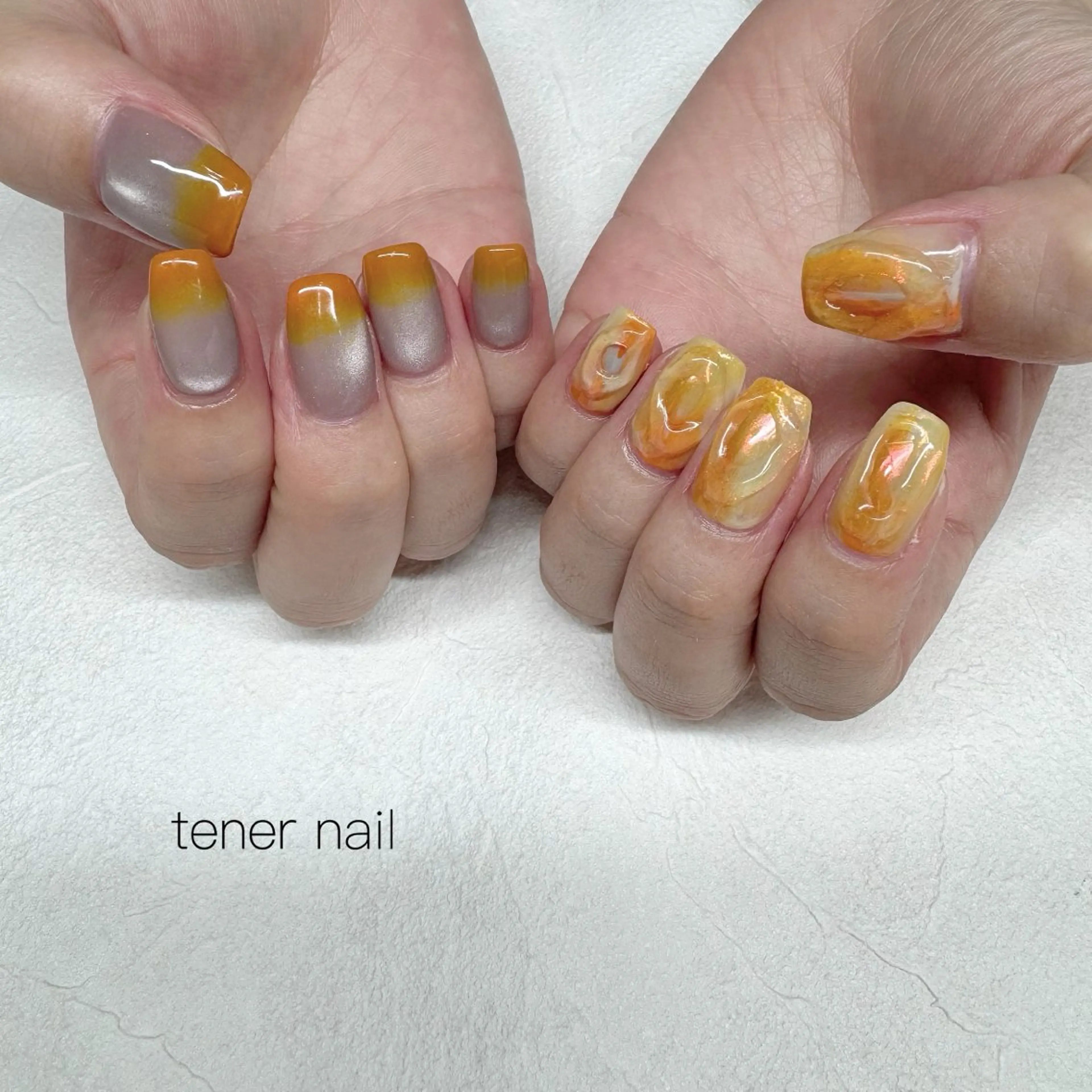 ネイル オレンジ ハンドネイル テネルネイル tener nailのネイルデザイン