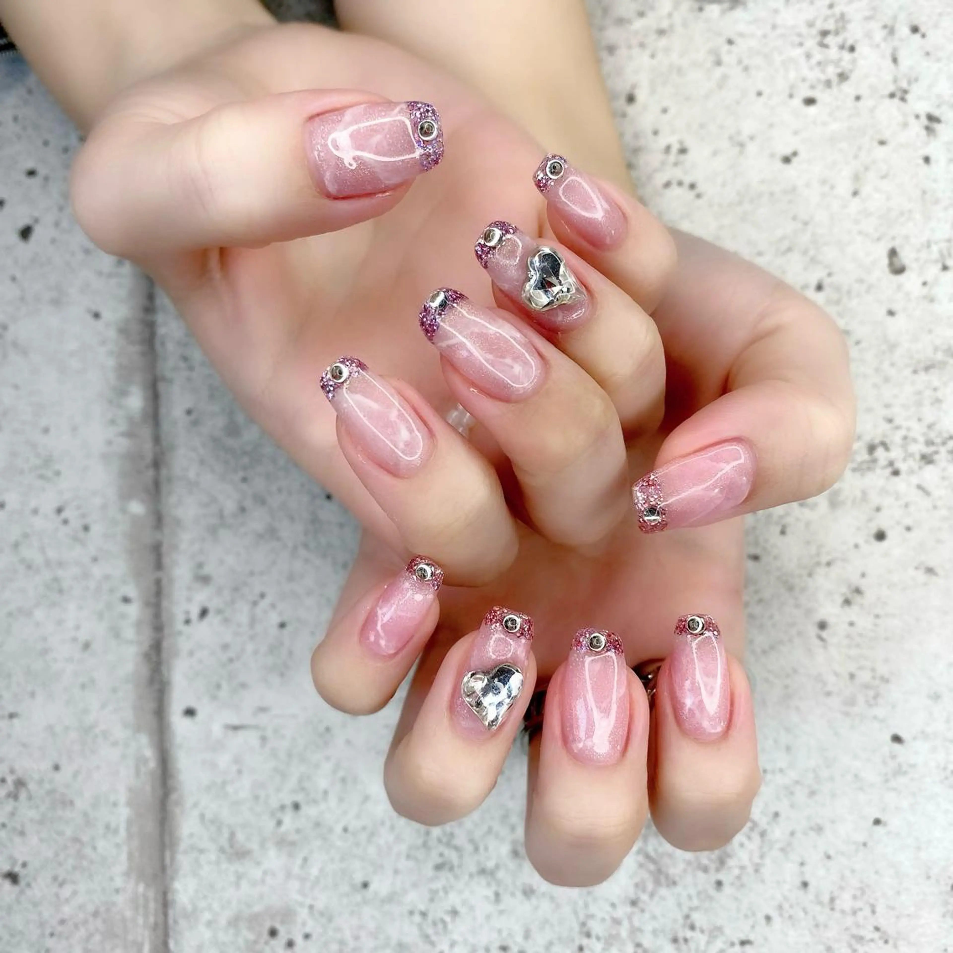 ロング カラー パーマ ヘアアレンジ メンズ キッズ ネイル マツエク・マツパ アイブロウ ピンクカラー カラーマツエク 入学式 卒業式のヘアスタイル 入学式 ハンドネイル Salon Ｋのネイルデザイン