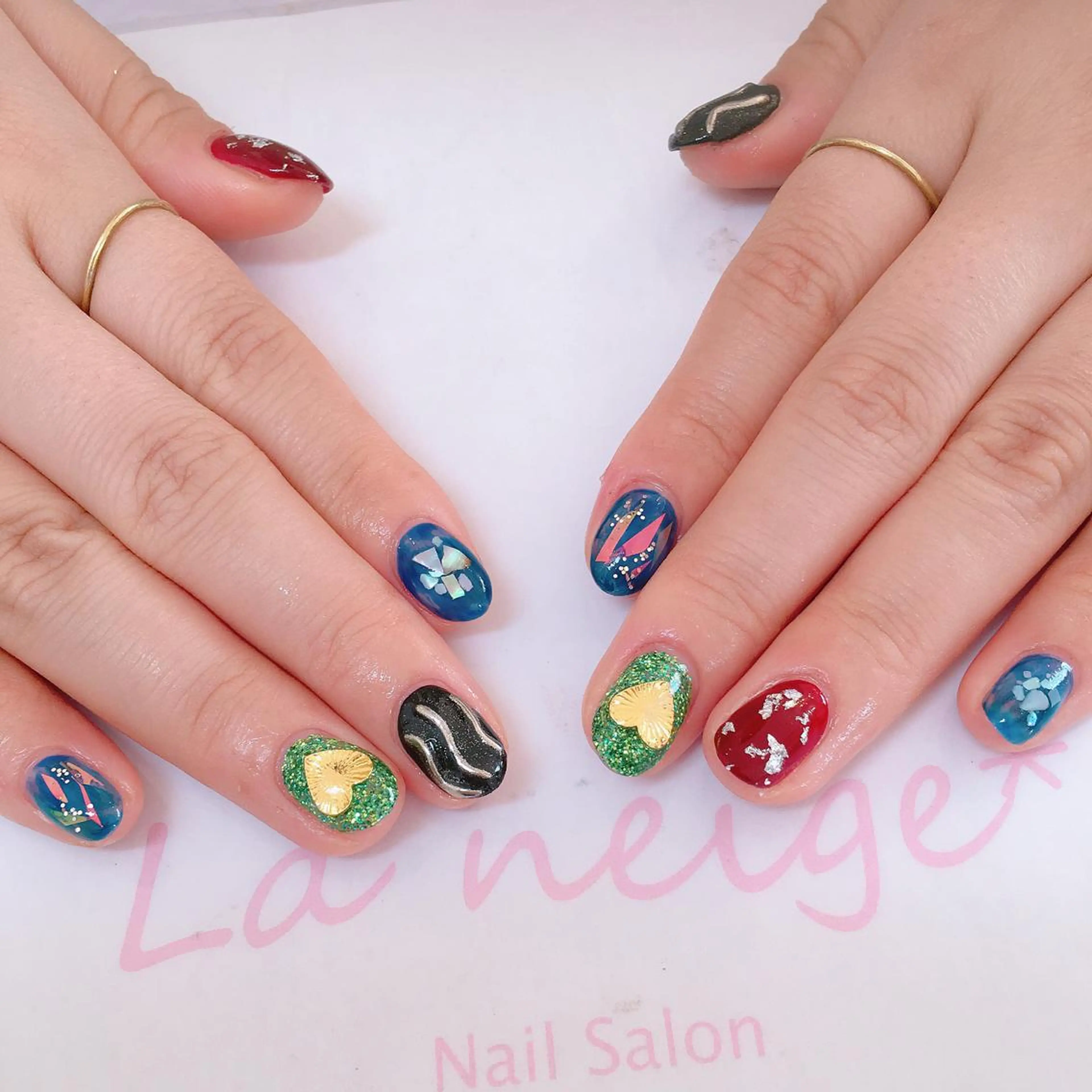 ネイル ハート La neige* yuki 🐩🌙のネイルデザイン