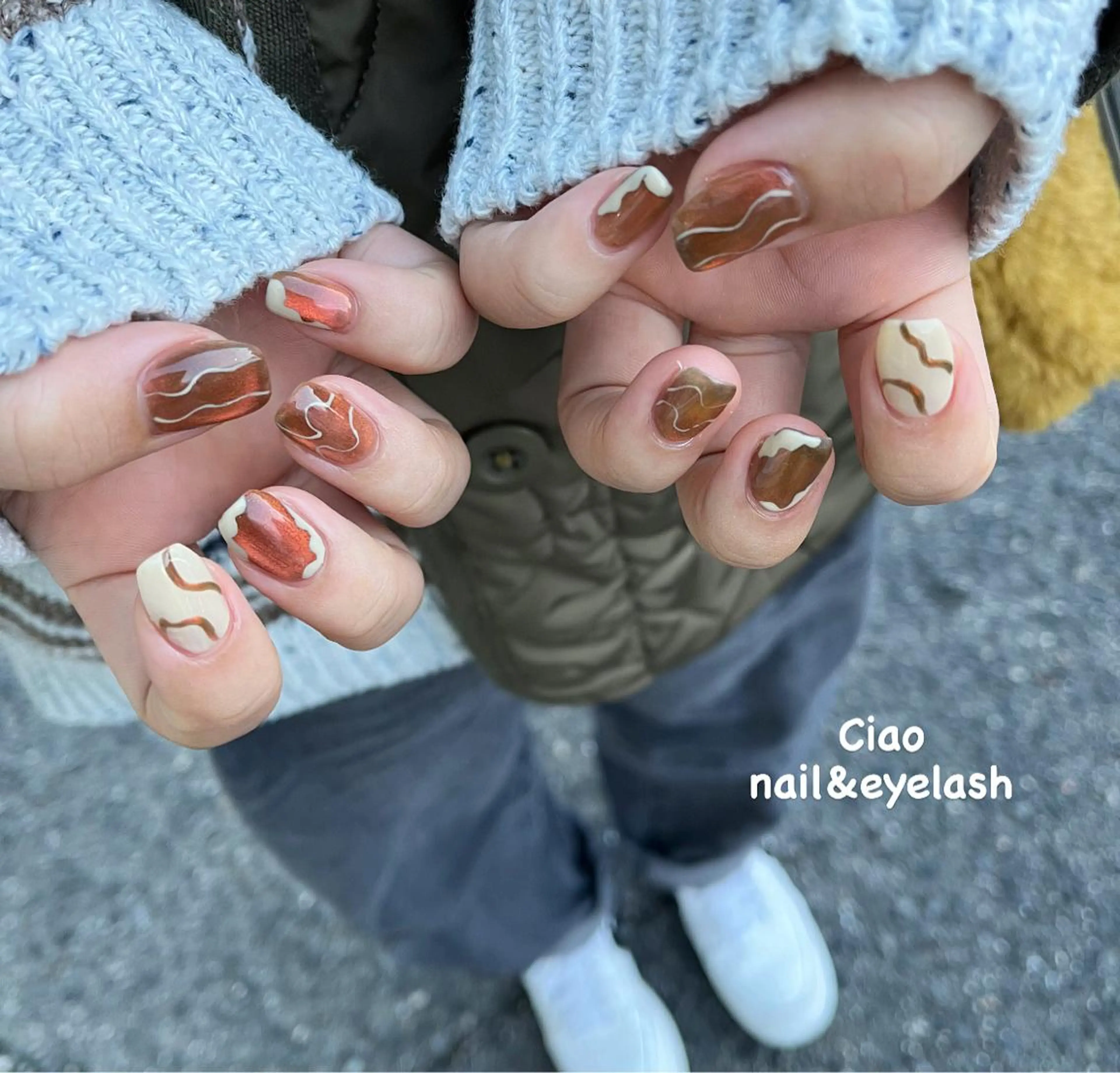 ネイル アートネイル ジェルネイル マグネットネイル ニュアンスネイル 冬ネイル #Amin nail salonのネイルデザイン