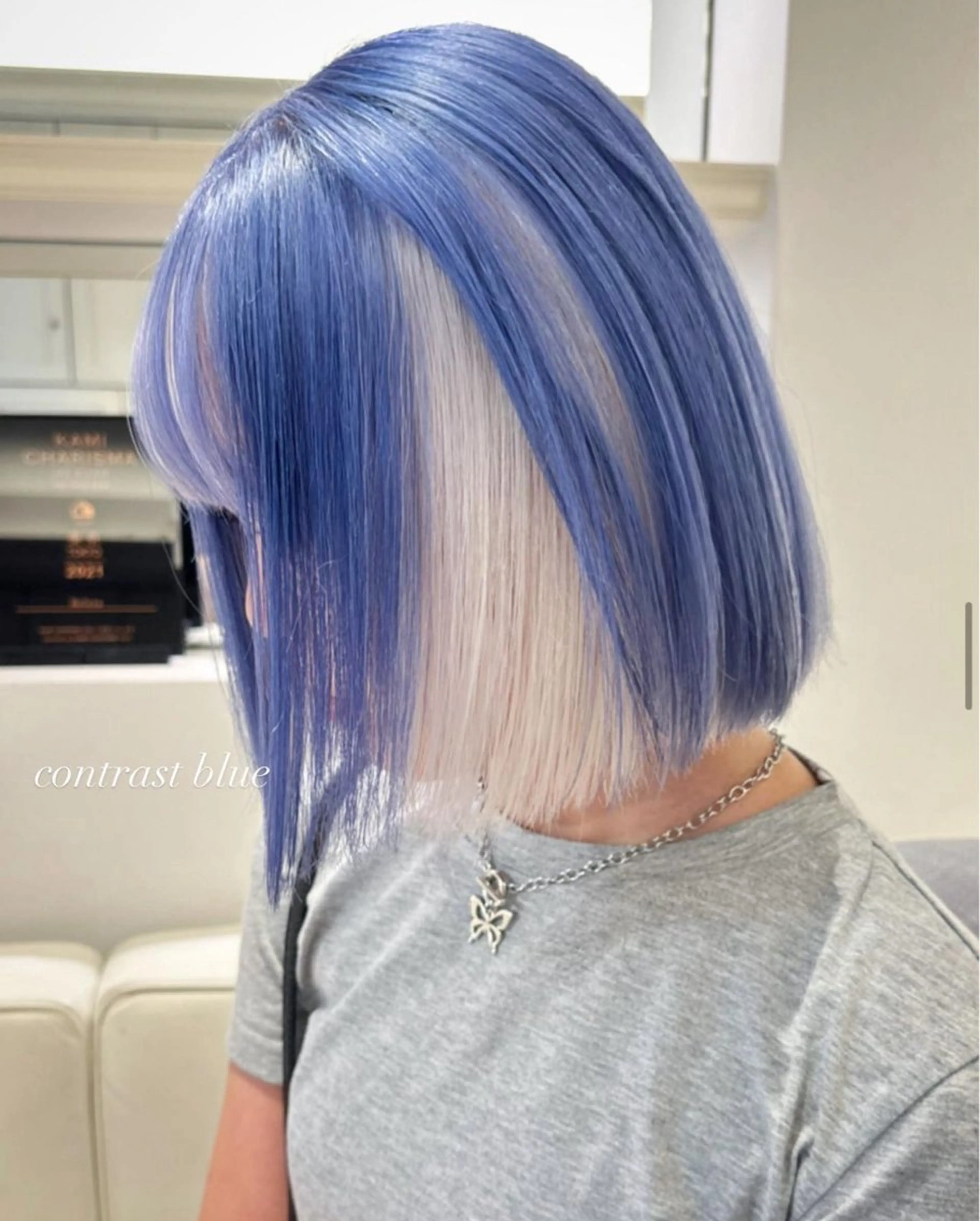 セミロング カラー 黒髪 ブリーチ ブロンド ブルーカラー ブルーブラック ヒロミ/ミルクティー /ブロンド/ピンクのヘアスタイル