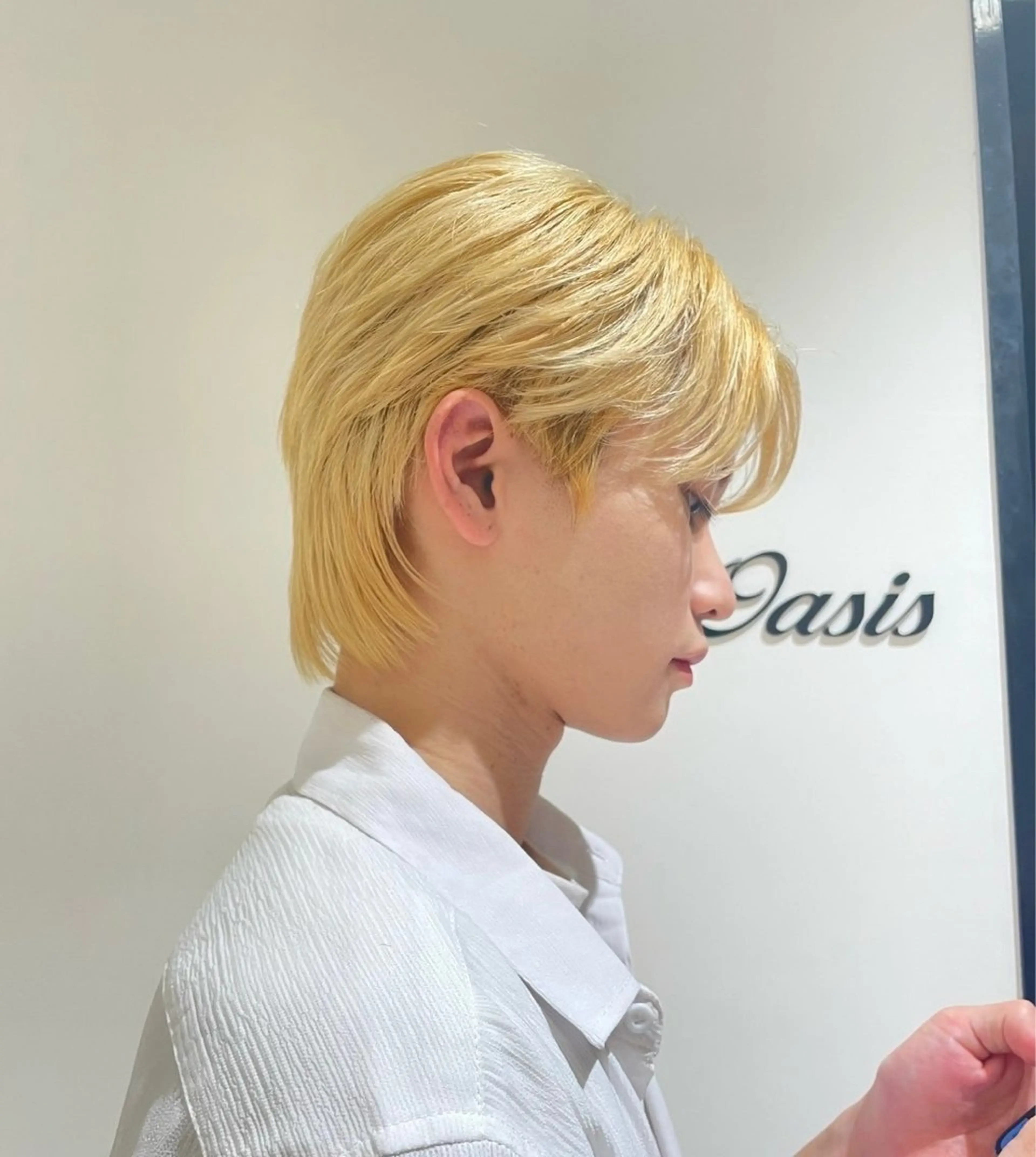 ミディアム カラー メンズ 鼎一真ハイトーン/ パーマ/何でも屋さんのヘアスタイル