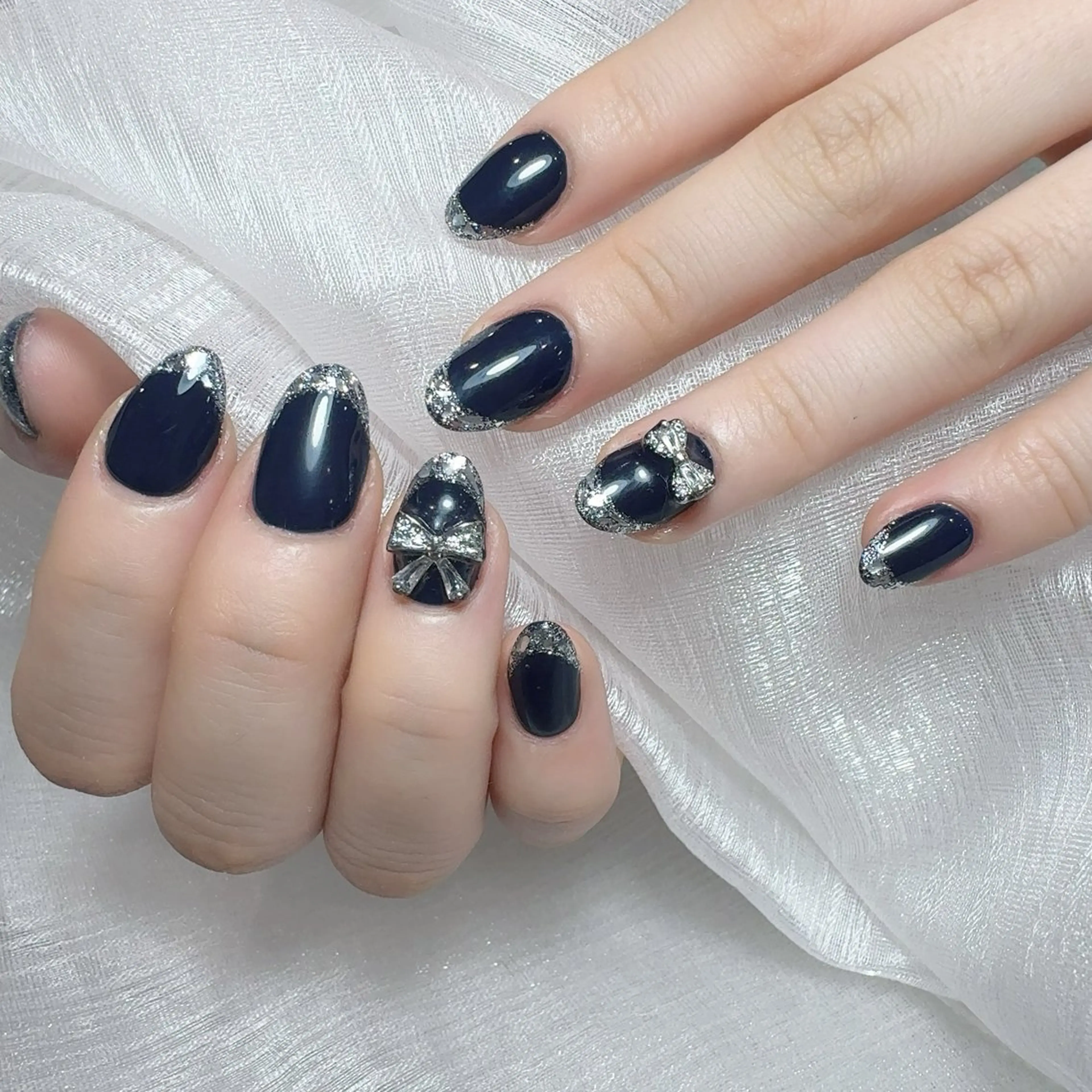 ネイル アートネイル フラッシュネイル フレンチネイル ジェルネイル ガラスフレンチ You&Me Yukiのネイルデザイン