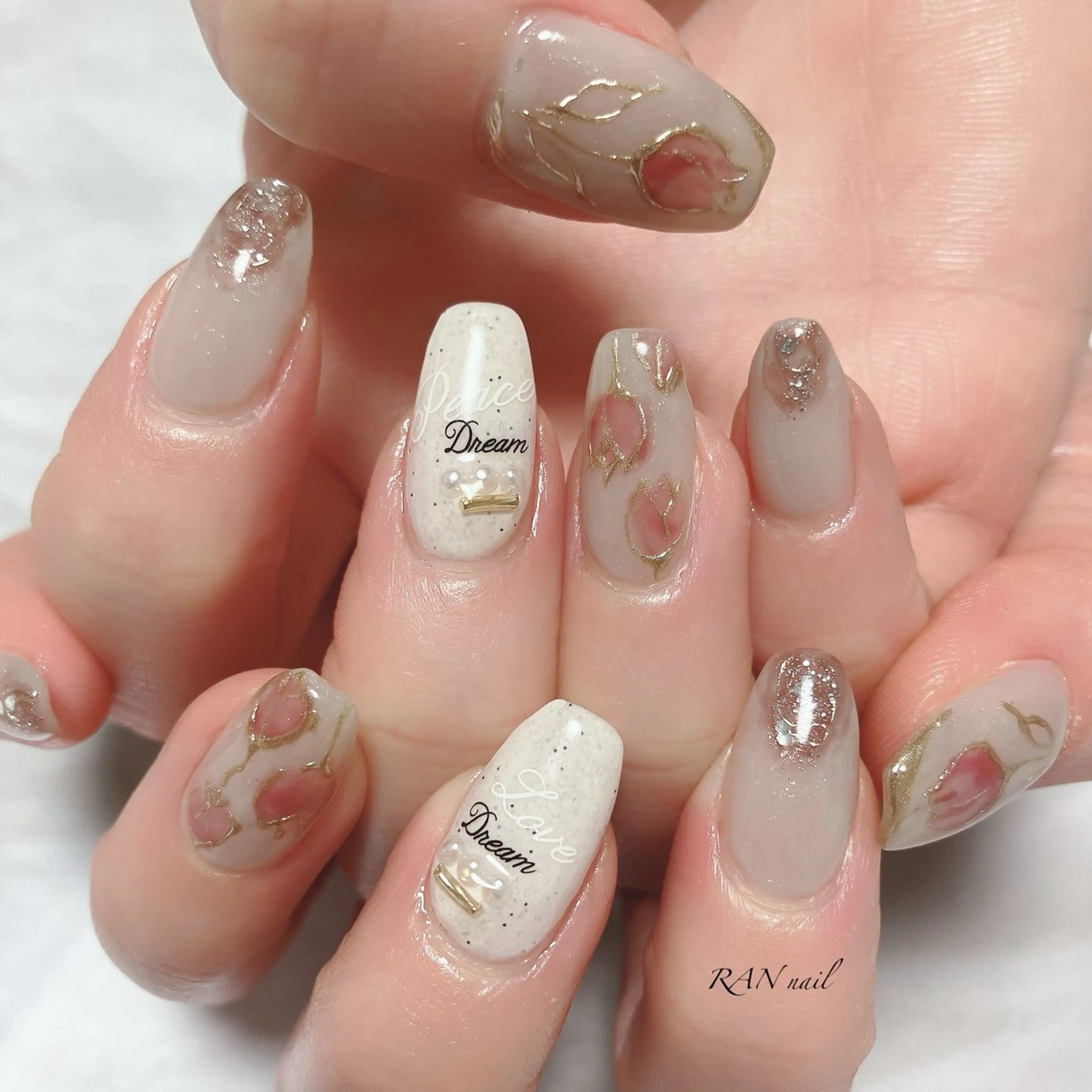 ネイル フラワーネイル ジェルネイル ニュアンスネイル ピンク 春ネイル ハンドネイル フットネイル RAN nailのネイルデザイン