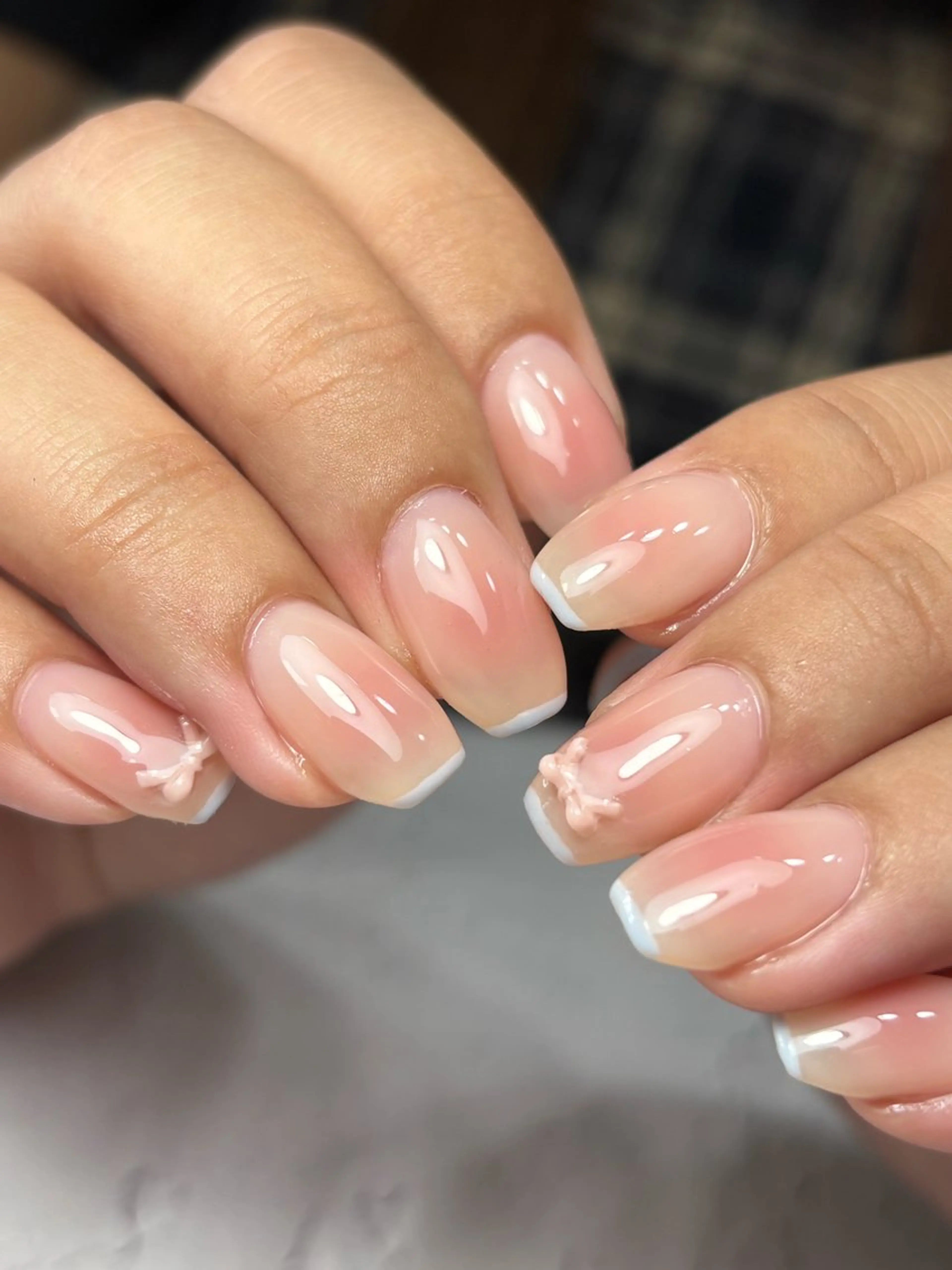 ネイル チークネイル フレンチネイル ピンク 夏ネイル 深爪矯正自爪育成専門 natuleaのネイルデザイン