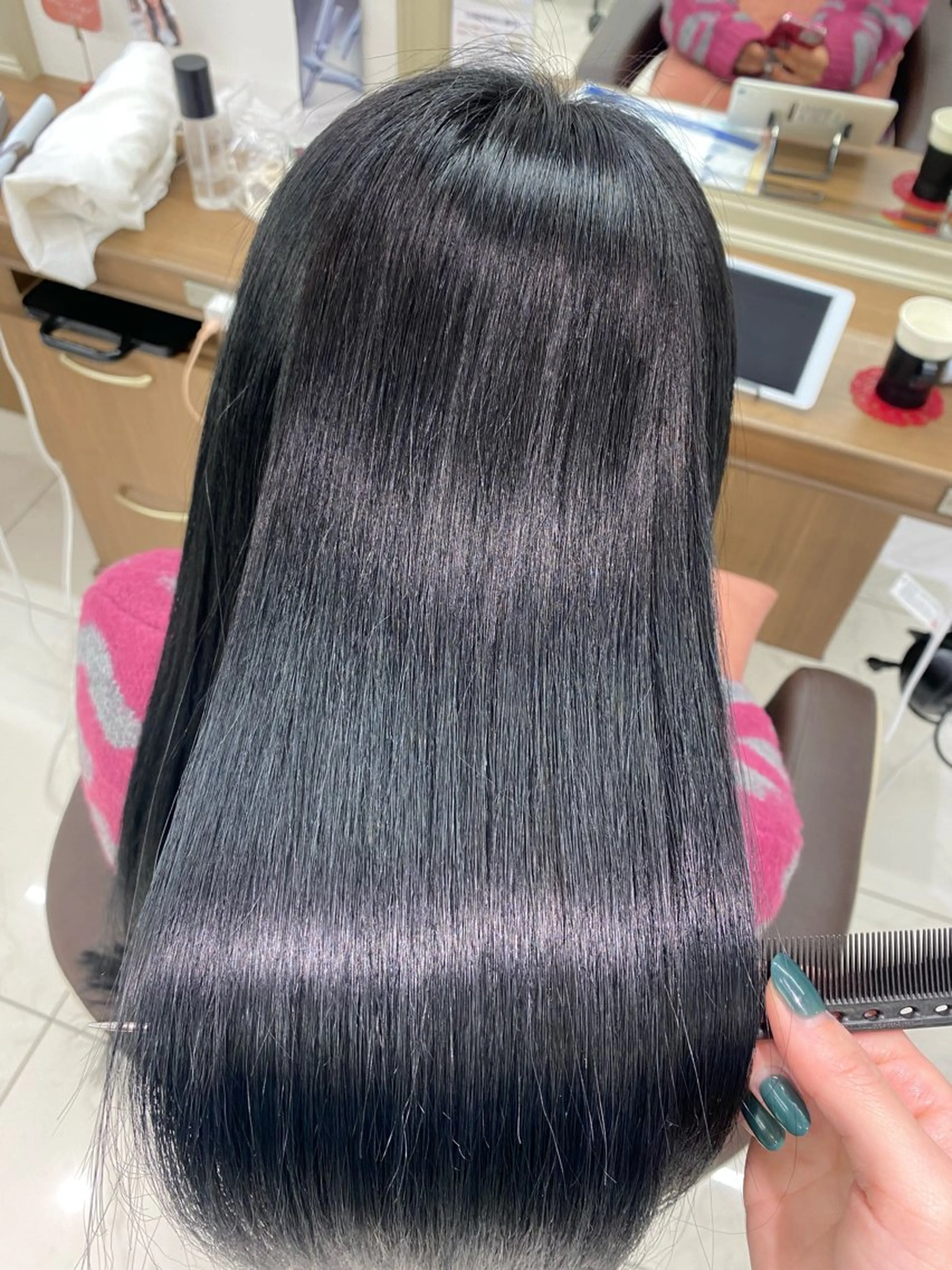 ロング カラー パーマ ブリーチ 縮毛矯正 長妻莉央/縮毛矯正 髪質改善カラーのヘアスタイル