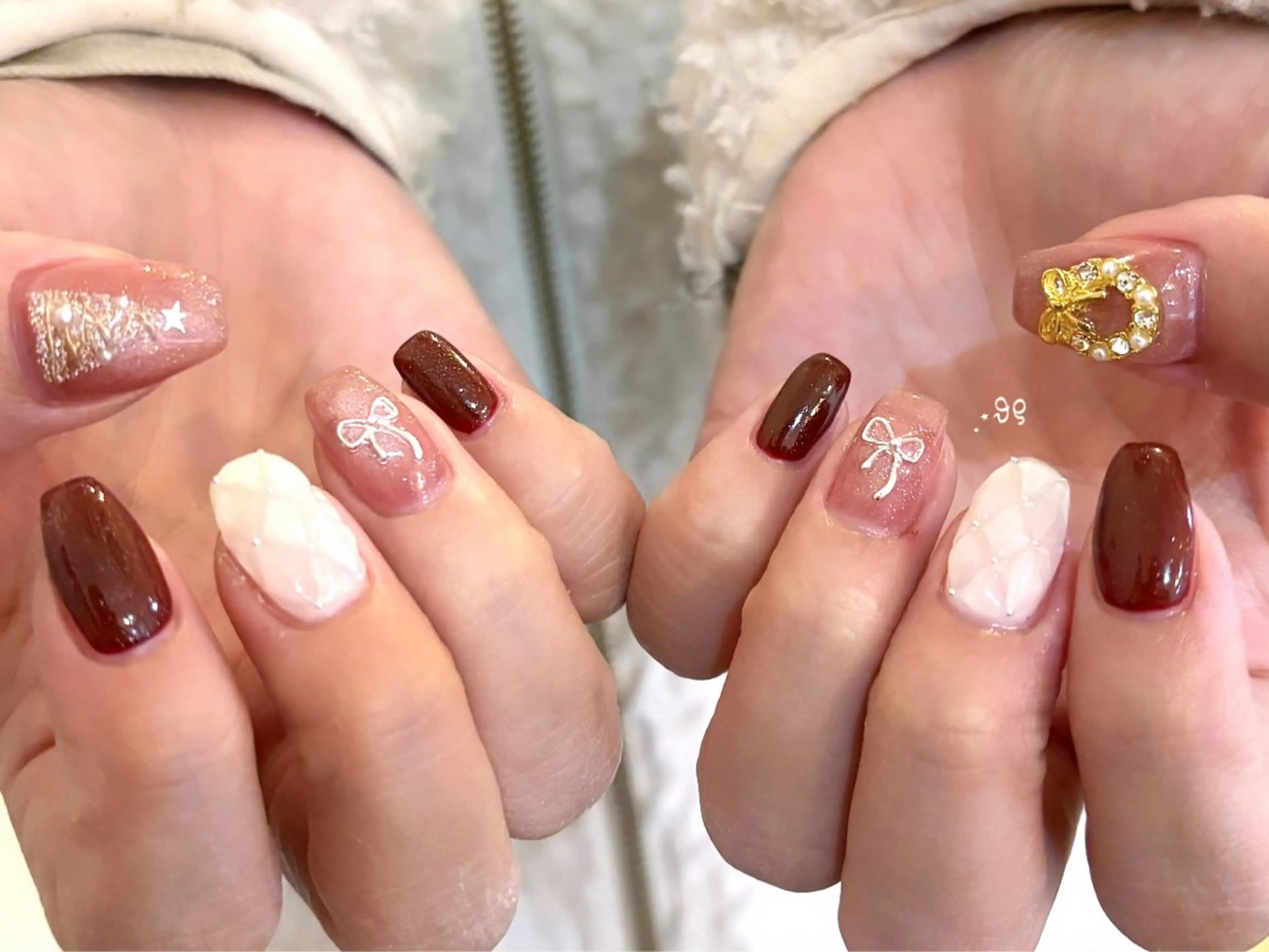 ネイル ジェルネイル パラジェル 冬ネイル クリスマス ハンドネイル EmaNail肥後橋店所属・EmaNail 肥後橋店🤍YURIのネイルデザイン