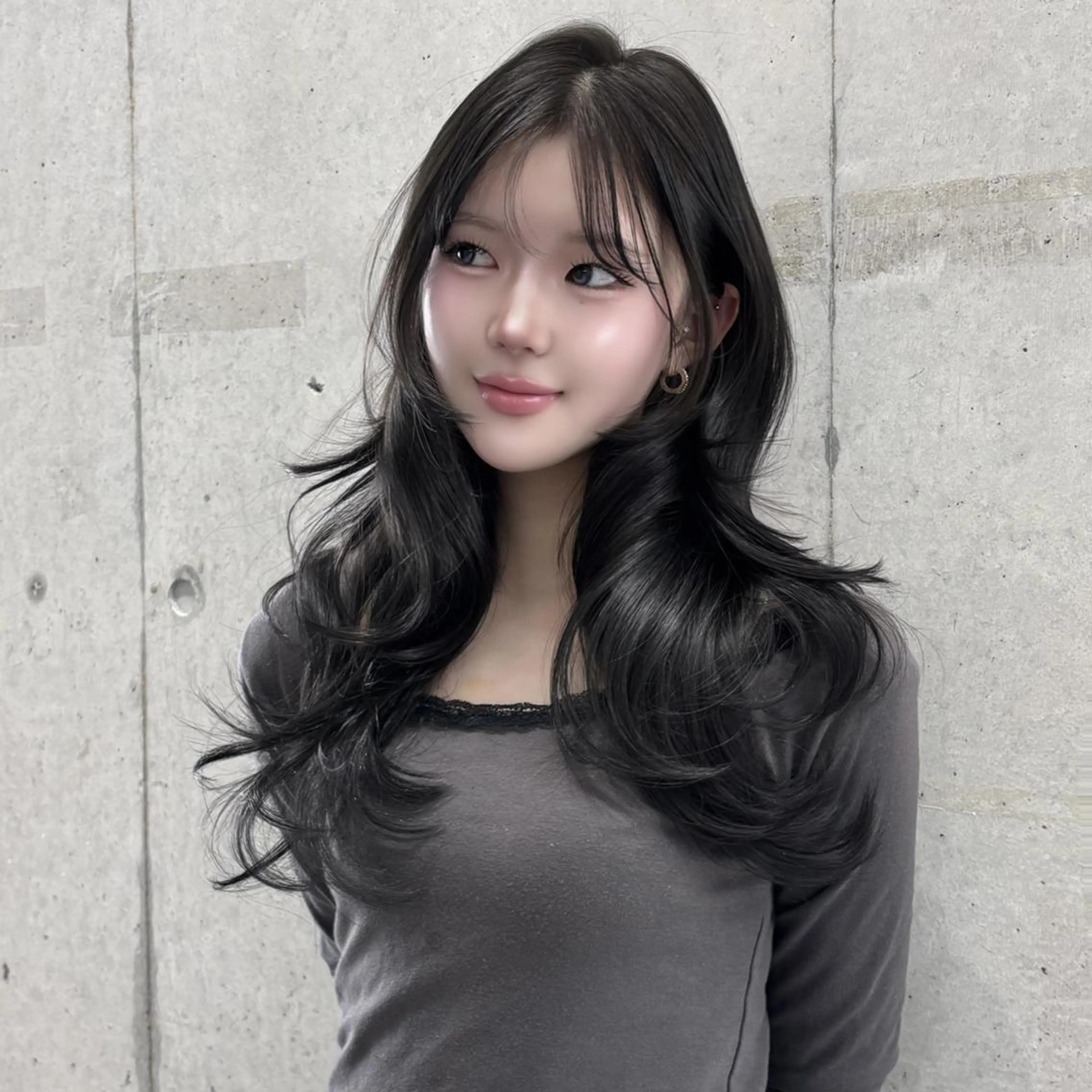 カラー セミロング 透明感カラー グレージュ ハイレイヤー レイヤーカット ヘアカラー トリートメント 韓国ヘア💖Wカラー 💖透明感カラー💖のヘアスタイル