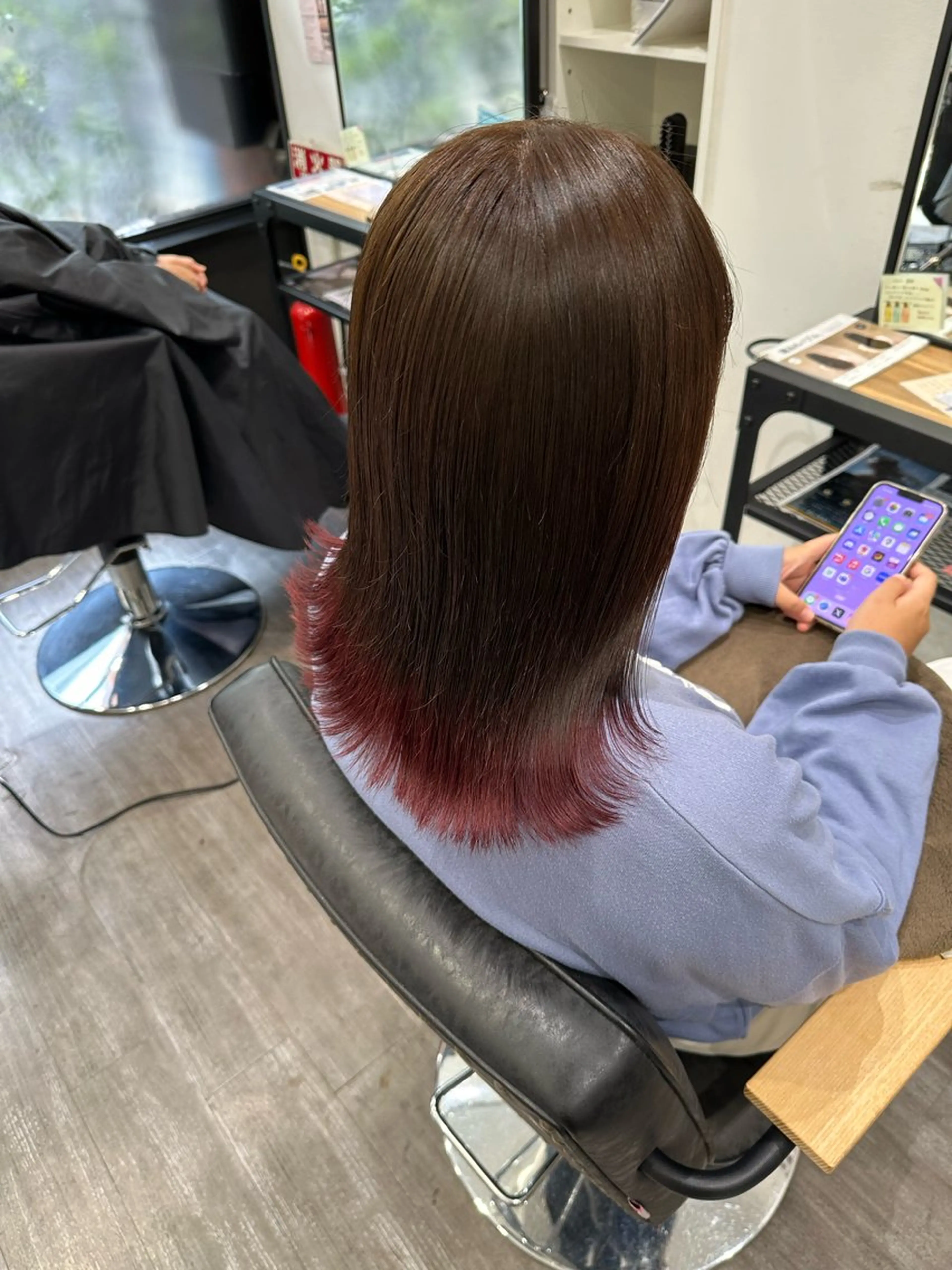 ミディアム カラー レッドカラー ローズカラー ヘアカラー トリートメント 艶髪レイヤー上田 紗也🇰🇷💗のヘアスタイル