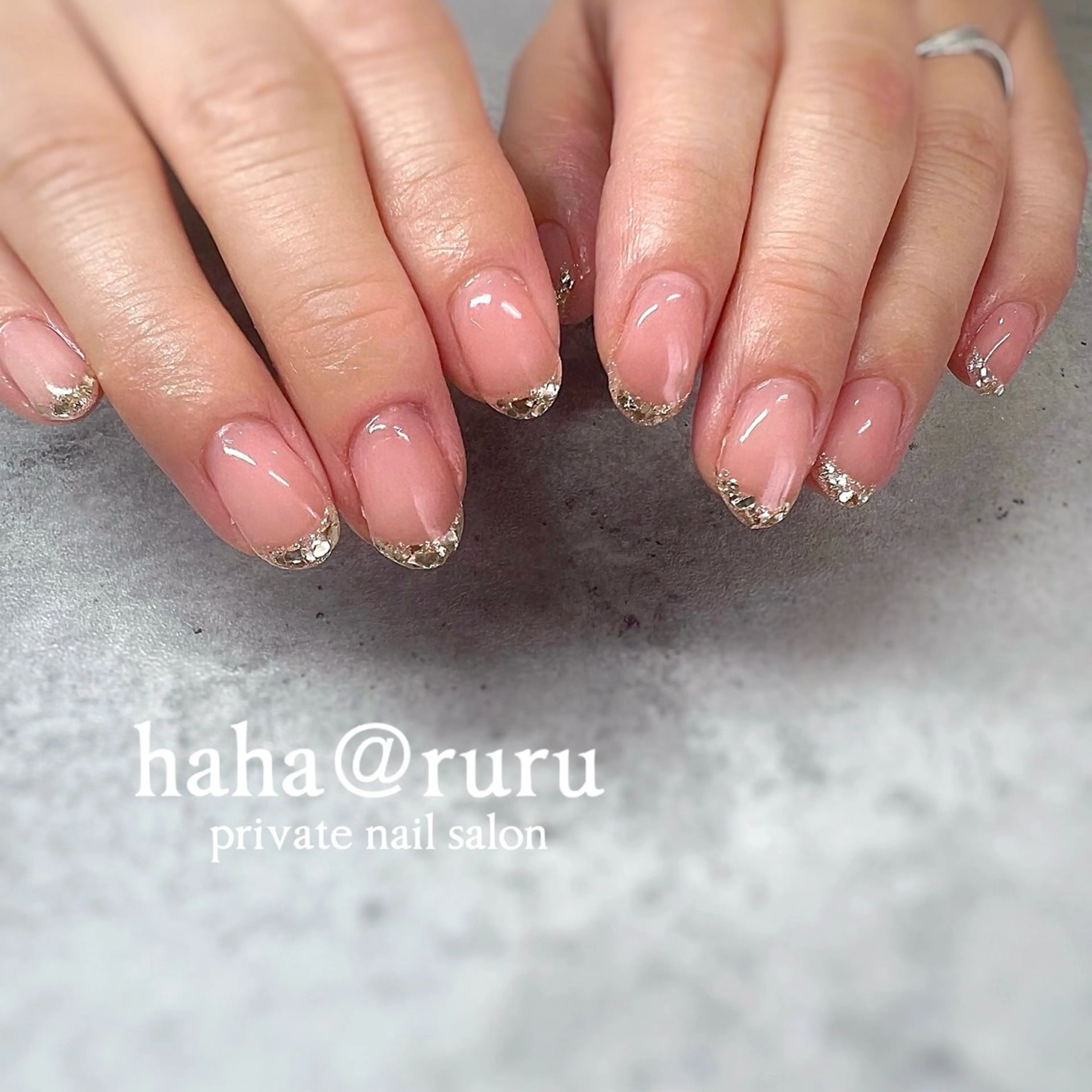 ネイル フレンチネイル ガラスフレンチ haha@ ruruのネイルデザイン