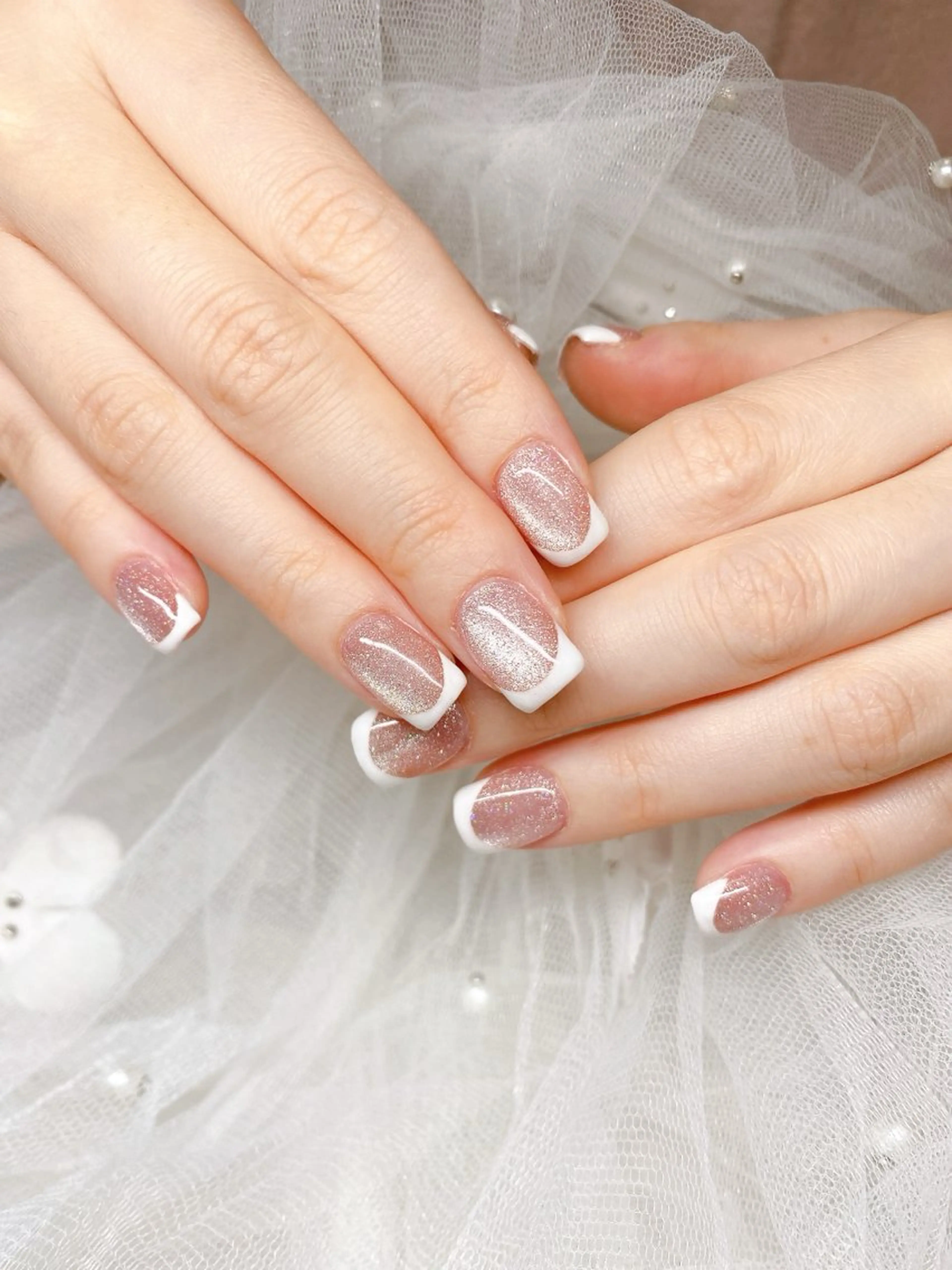 ネイル フラッシュネイル フラッシュマグ フレンチネイル マグネットネイル PLUM  BELL 横浜自宅ネイルのネイルデザイン