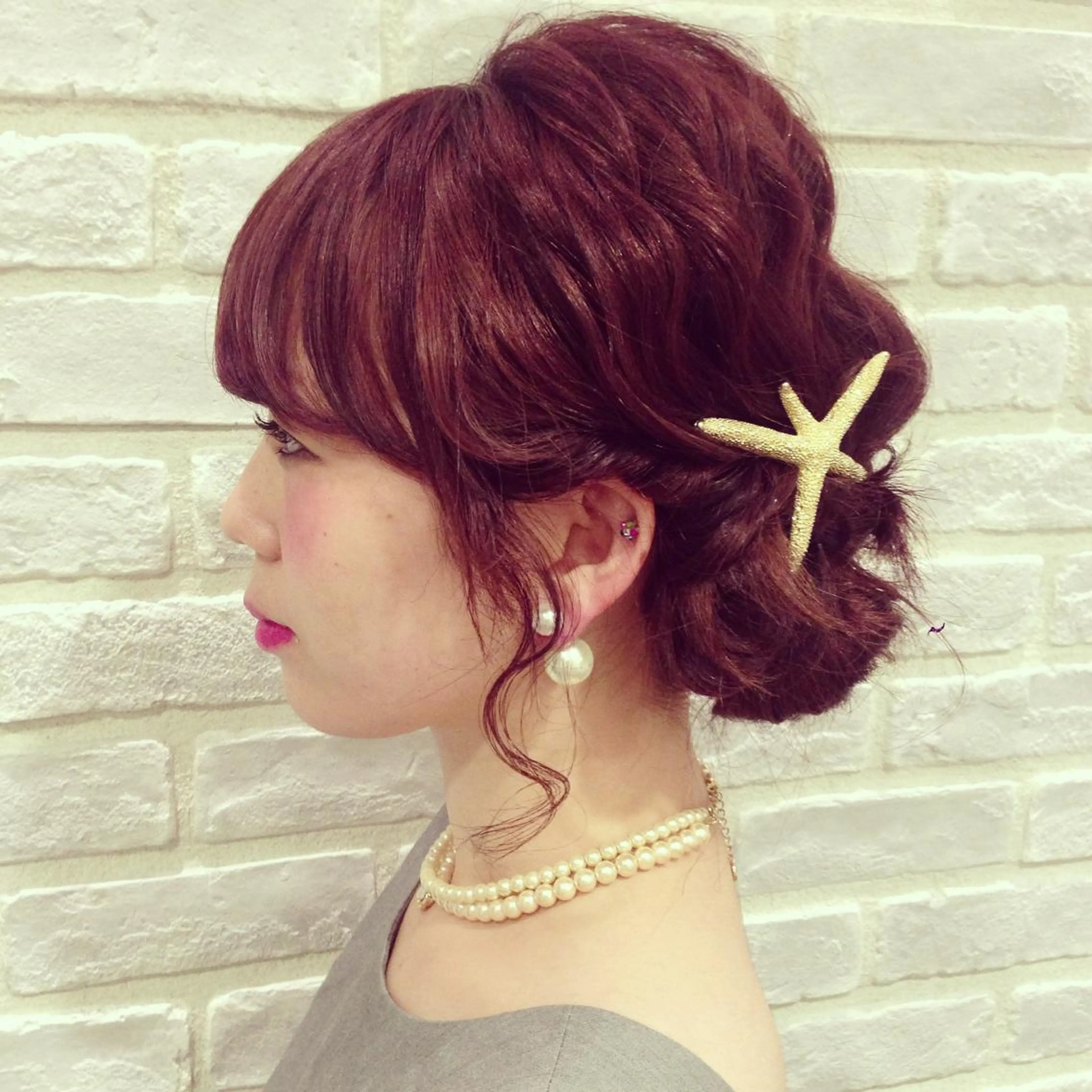 ミディアム セミロング ロング カラー パーマ ヘアアレンジ 結婚式・ブライダル rico_by ヘアとアイブロウの眉毛・アイブロウイメージ