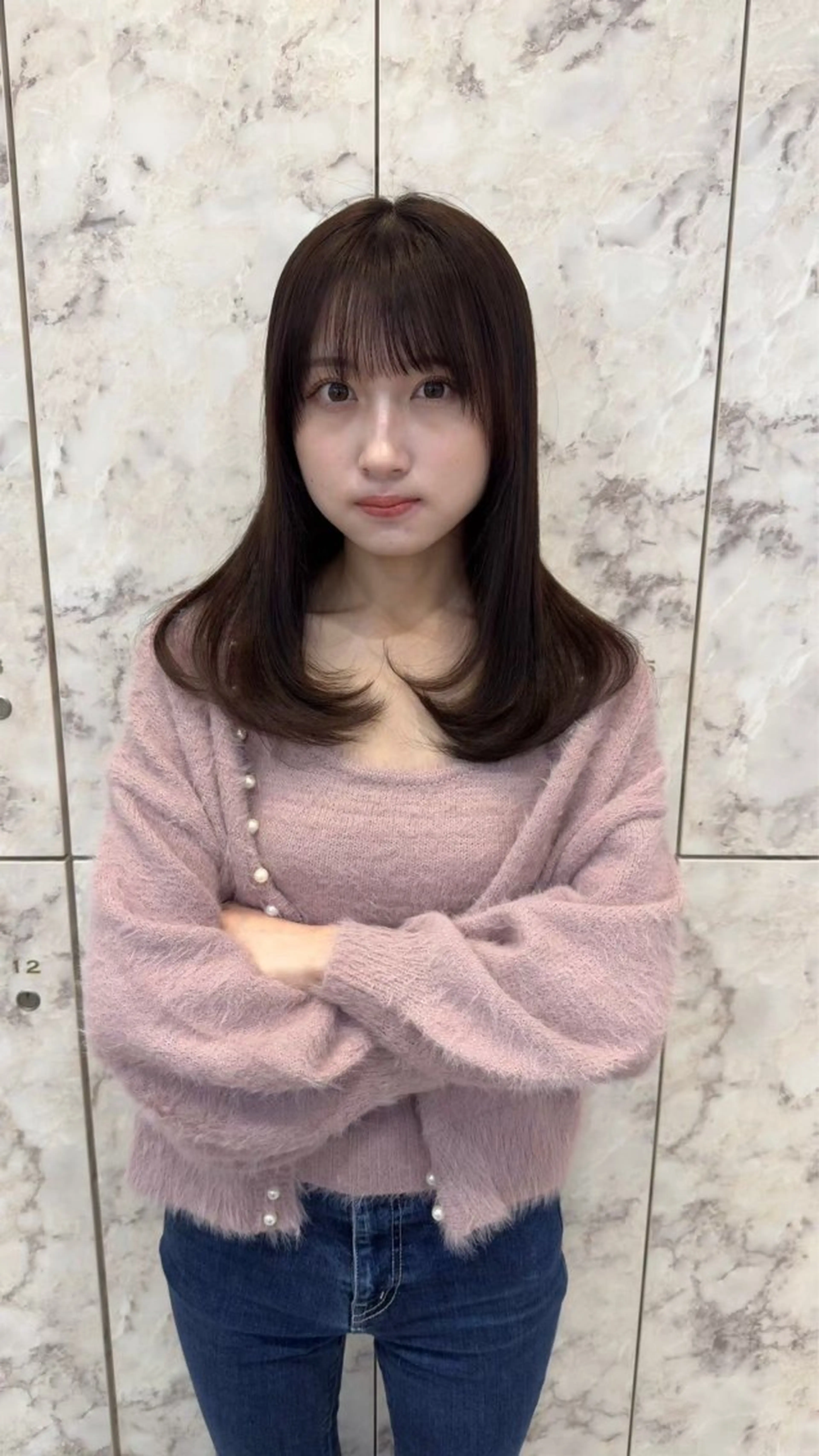 ミディアム カット 縮毛矯正 トリートメント 髪質改善/縮毛矯正 /レイヤー/宮崎直弥のヘアスタイル