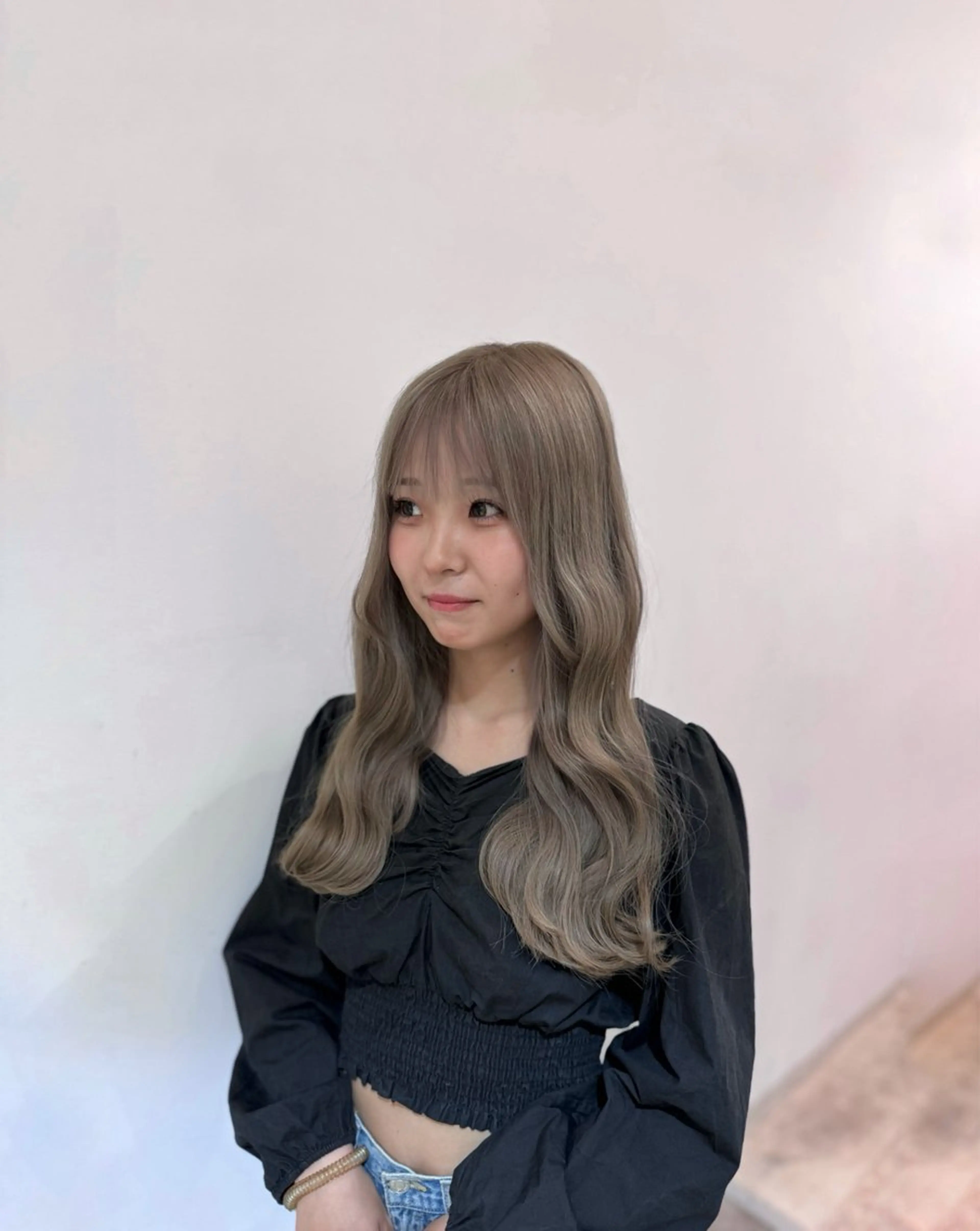 ロング 顔周りカット 髪質改善 韓国風ヘア レイヤーカット 縮毛矯正 カット トリートメント ★韓国トレンドカット ★むなかたももかのヘアスタイル