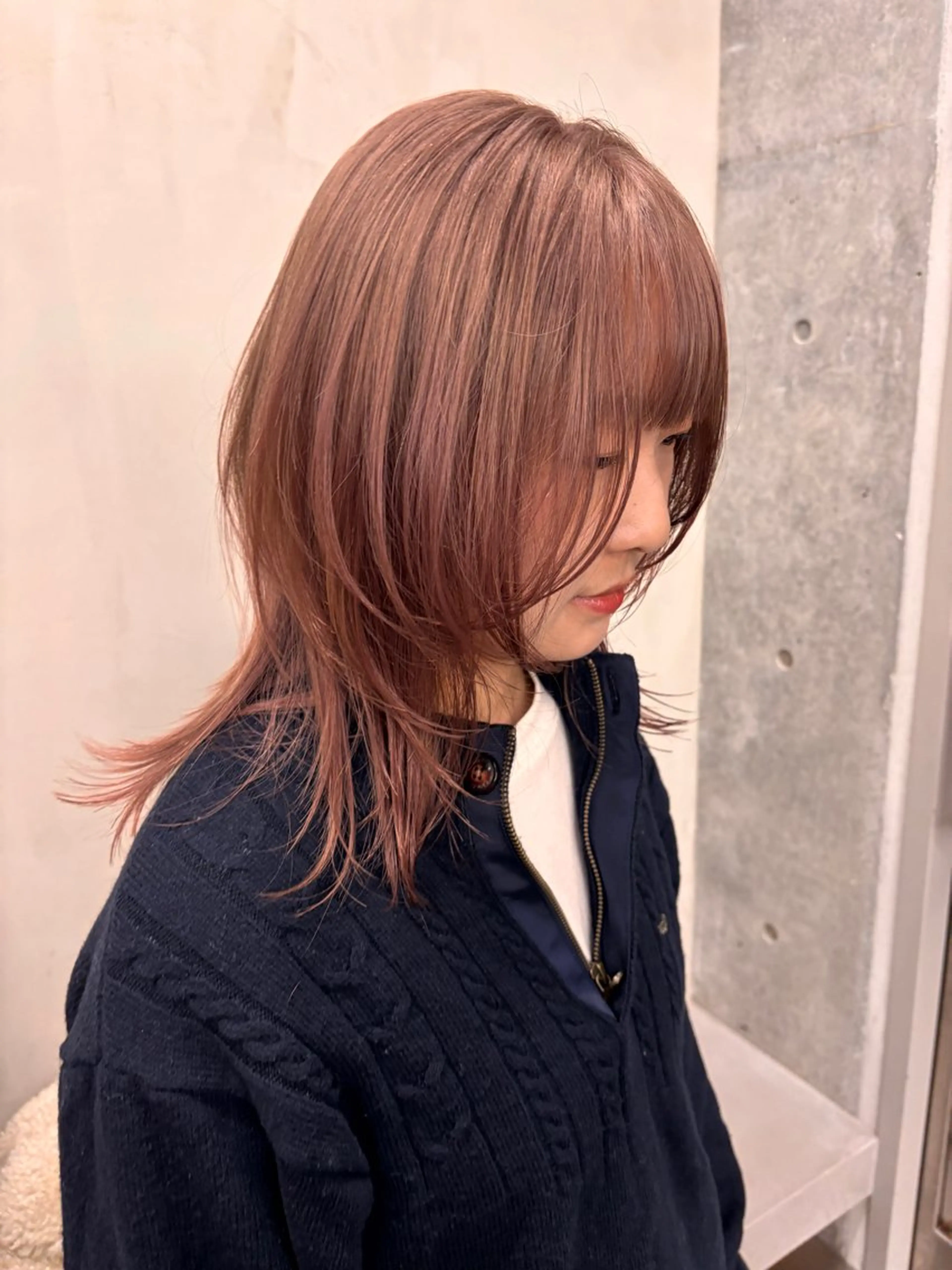 ミディアム カラー ベージュカラー ピンクカラー ピンクベージュ yuuna/ ハッシュカット🎀のヘアスタイル