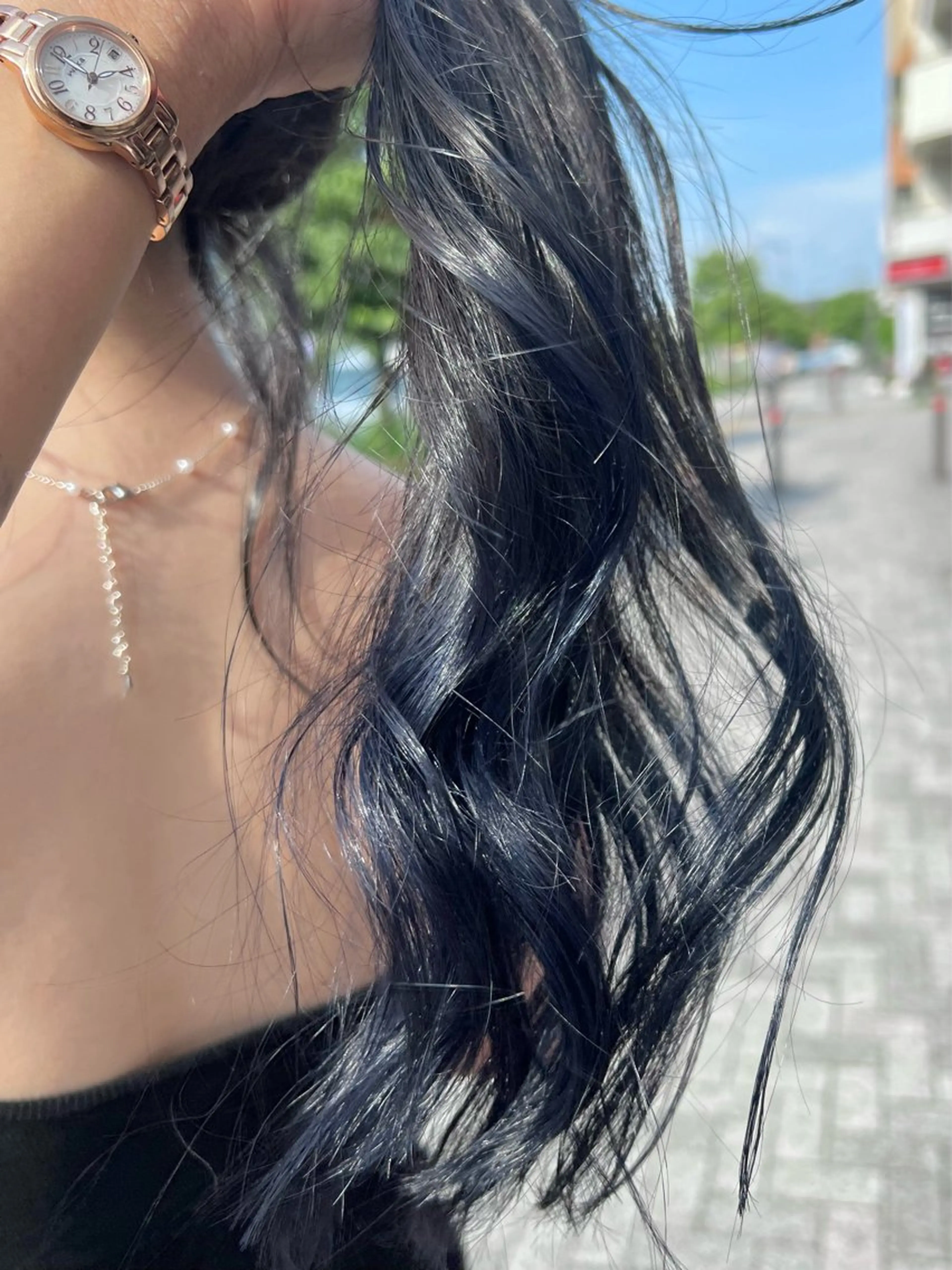 カラー 黒髪 ブルーカラー グラデーションカラー ヘアカラー ＊カラー・パーマ＊ 植松彩音のヘアスタイル