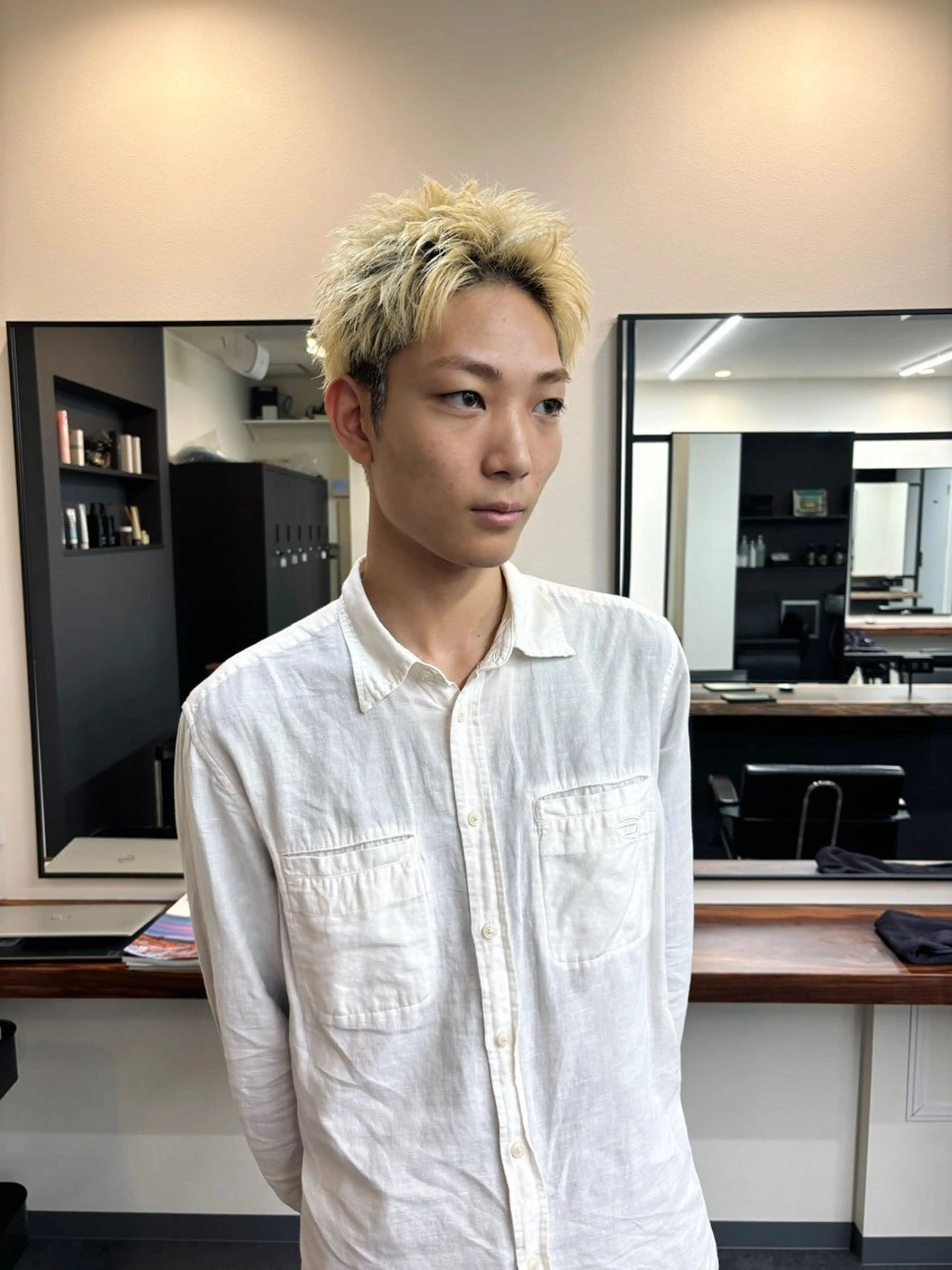 カラー メンズ カット ヘアカラー トリートメント スパイキーパーマ 柏NO1 藤本葉のヘアスタイル