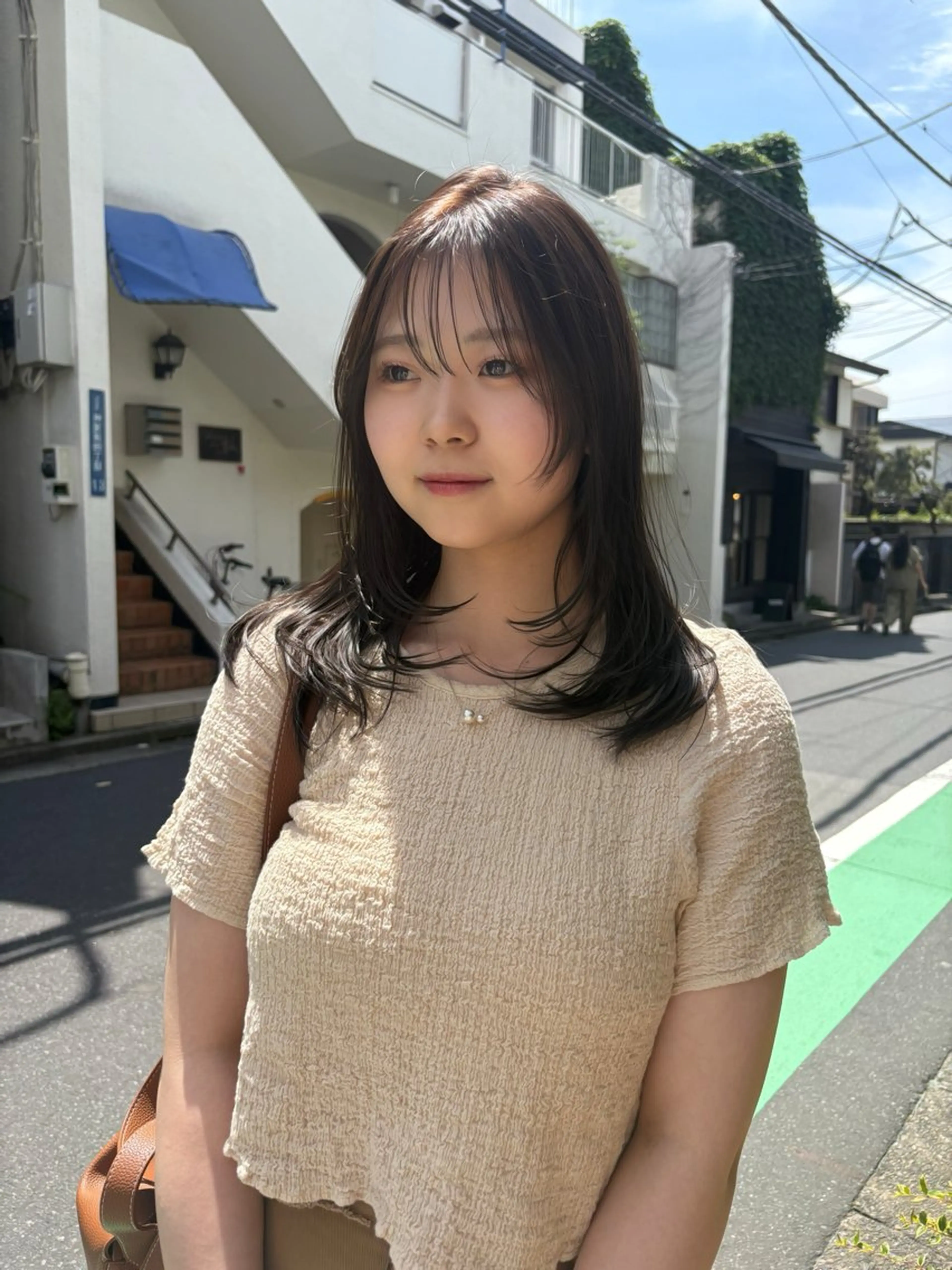 ミディアム カラー パーマ ヘアカラー トリートメント レイヤー/透明感/ ブリーチなし/わかなのヘアスタイル