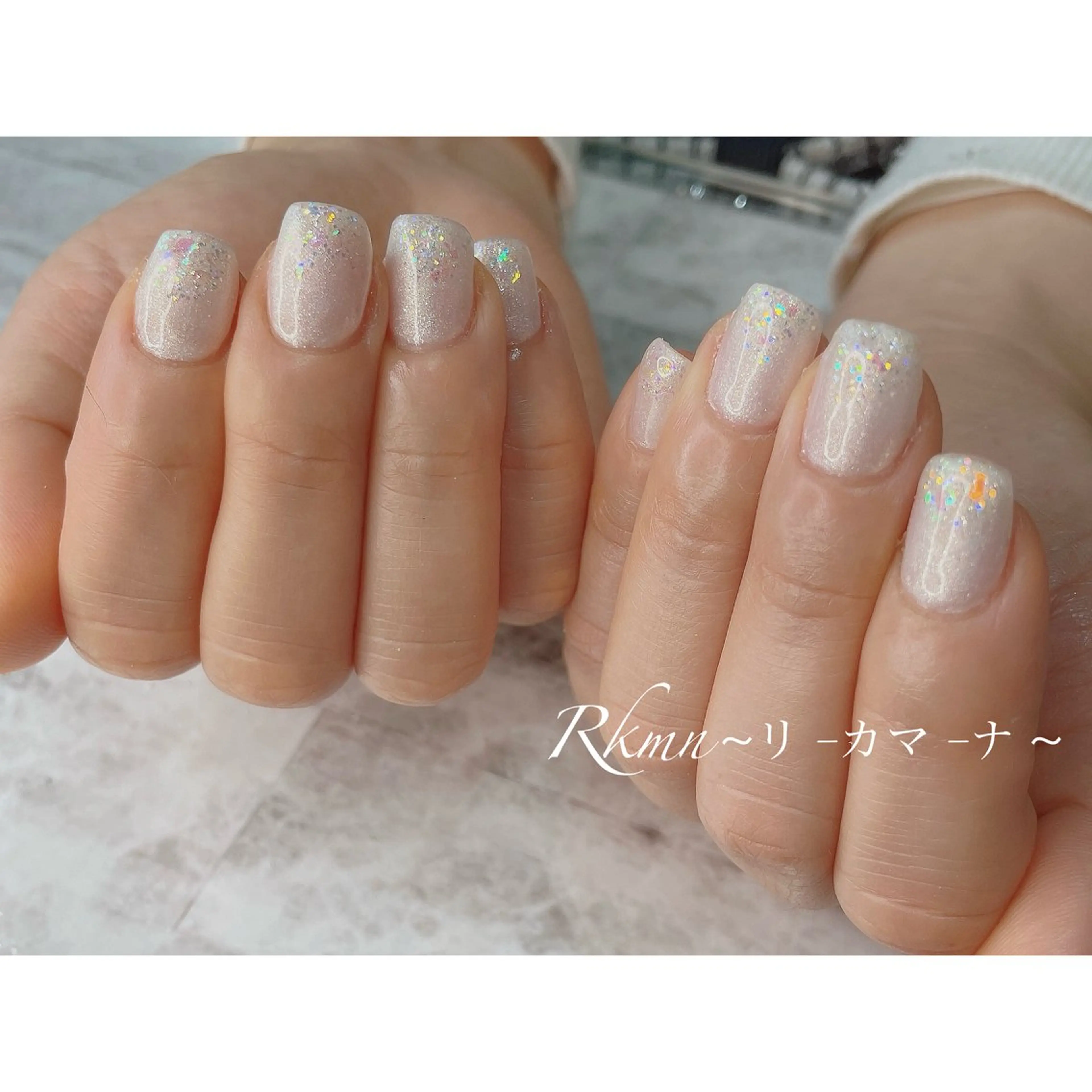 ネイル アートネイル キラキラネイル ラメ(グリッター) 持ち込み 春ネイル ハンドネイル フットネイル ハンドケア Rkmn ~リ-カマ-ナ~のネイルデザイン