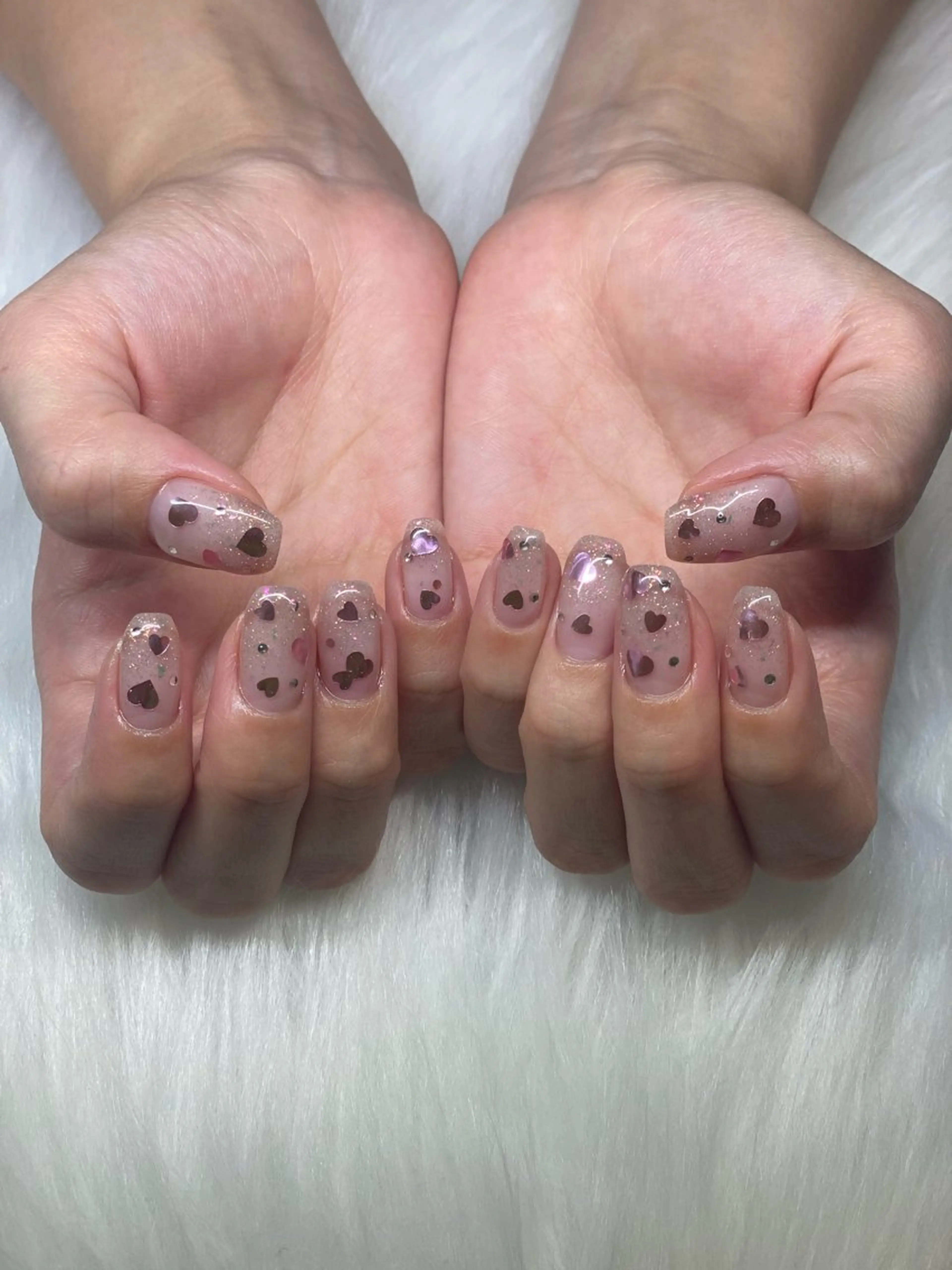 ネイル フラッシュネイル グラデーション ハート nail salon milkのネイルデザイン