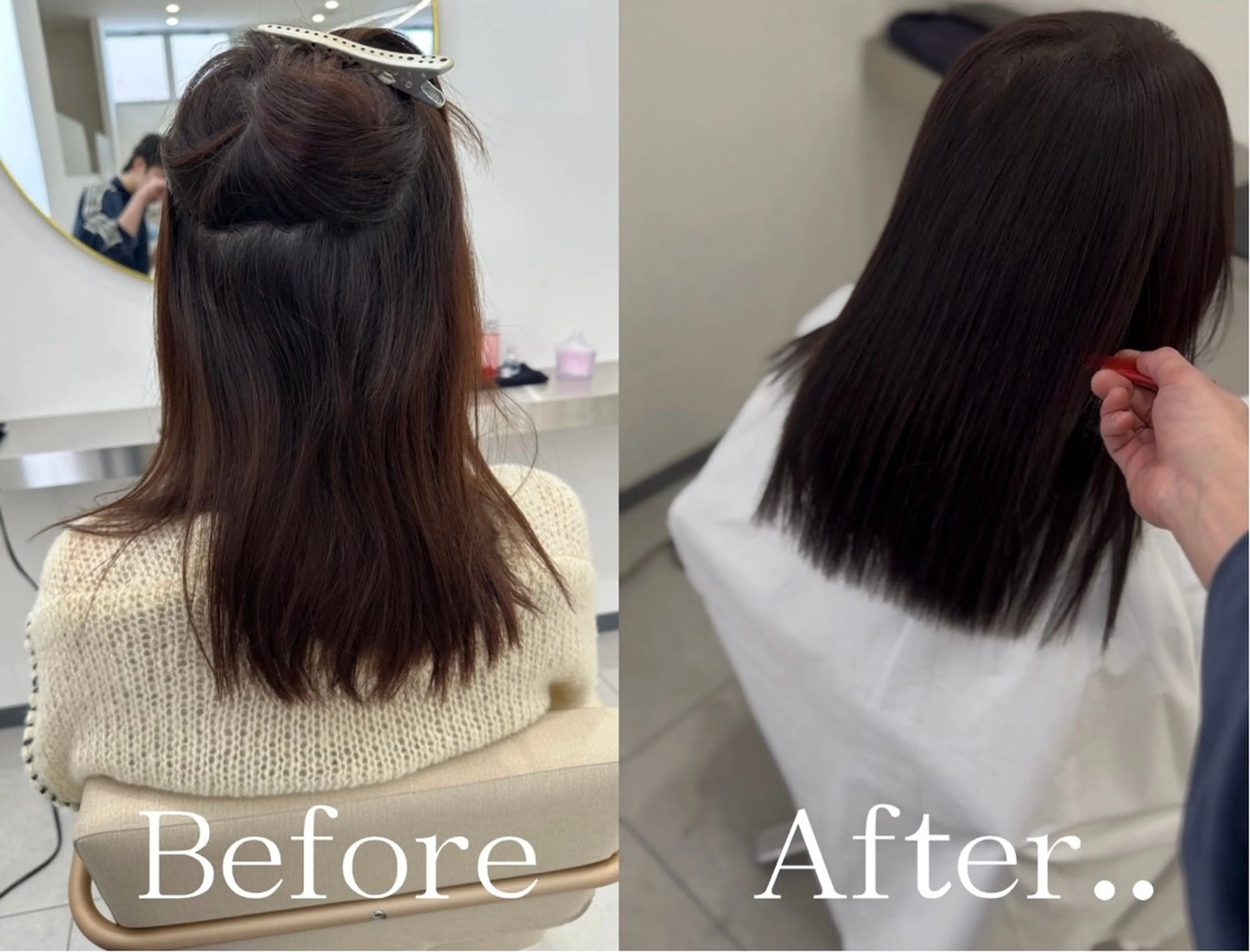 ミディアム カット 縮毛矯正 トリートメント oyama /髪質改善🌻のヘアスタイル