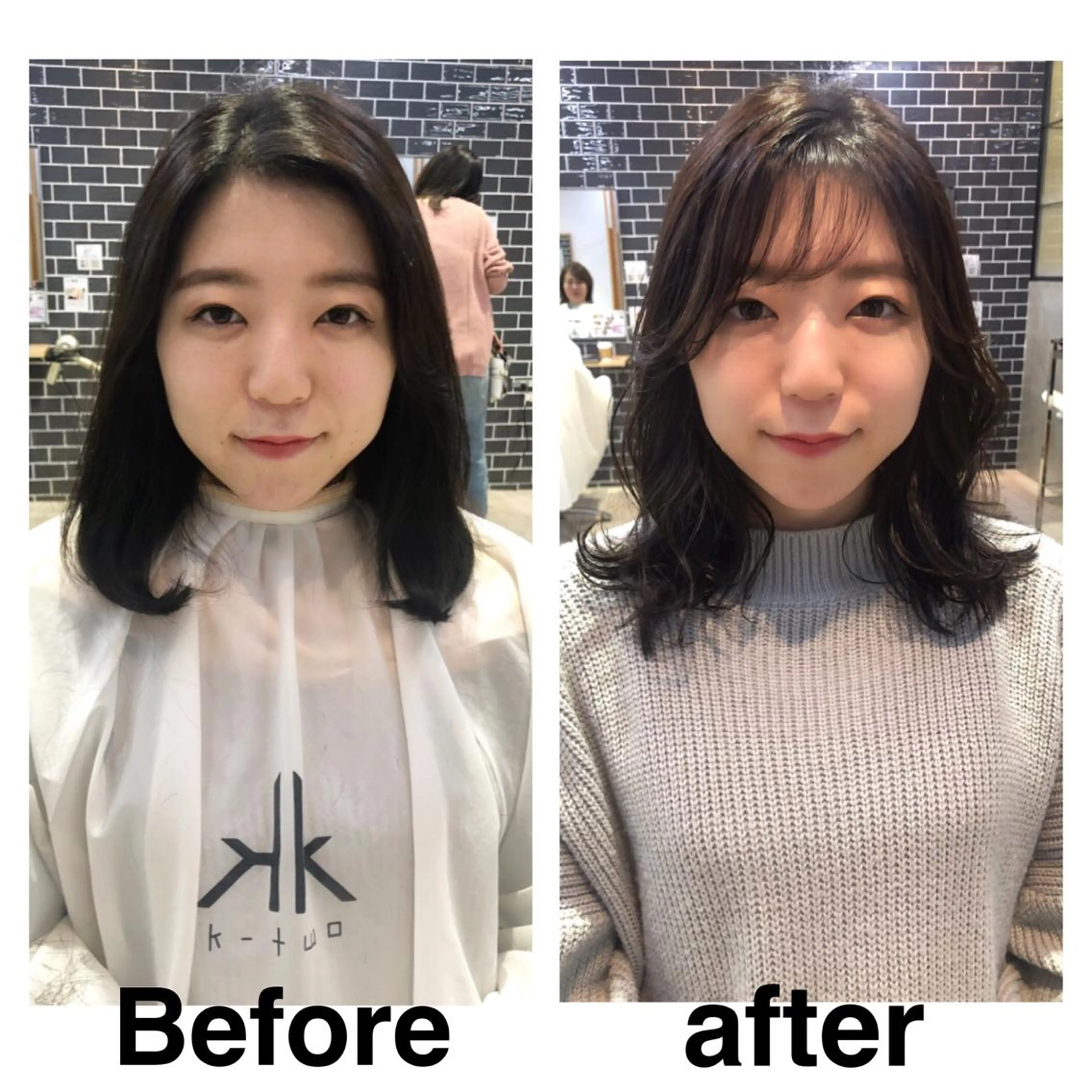 ミディアム カラー 小顔カット 中村 美穂のヘアスタイル