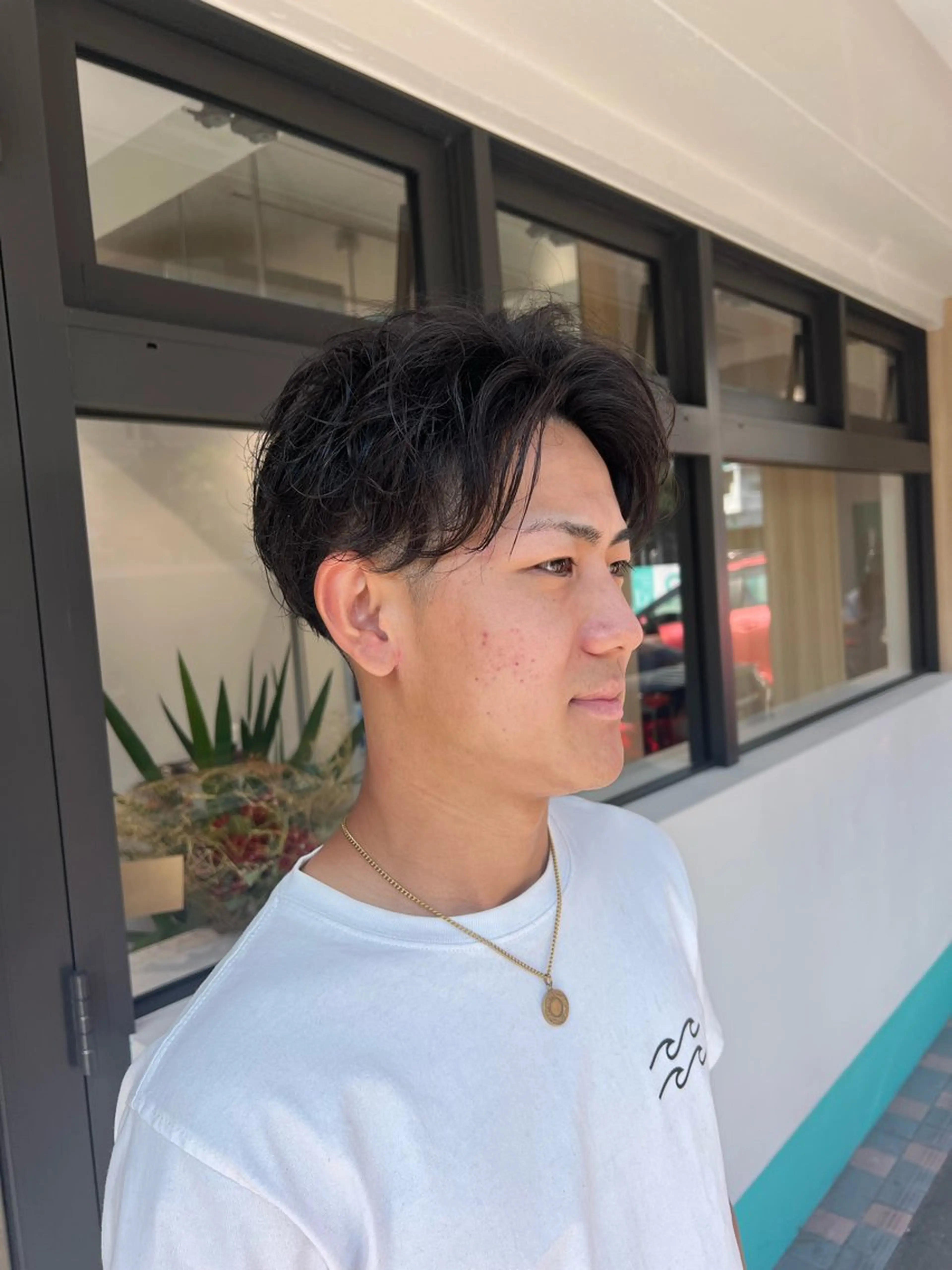 ショート カラー パーマ メンズ 鶴岡 心斗のヘアスタイル