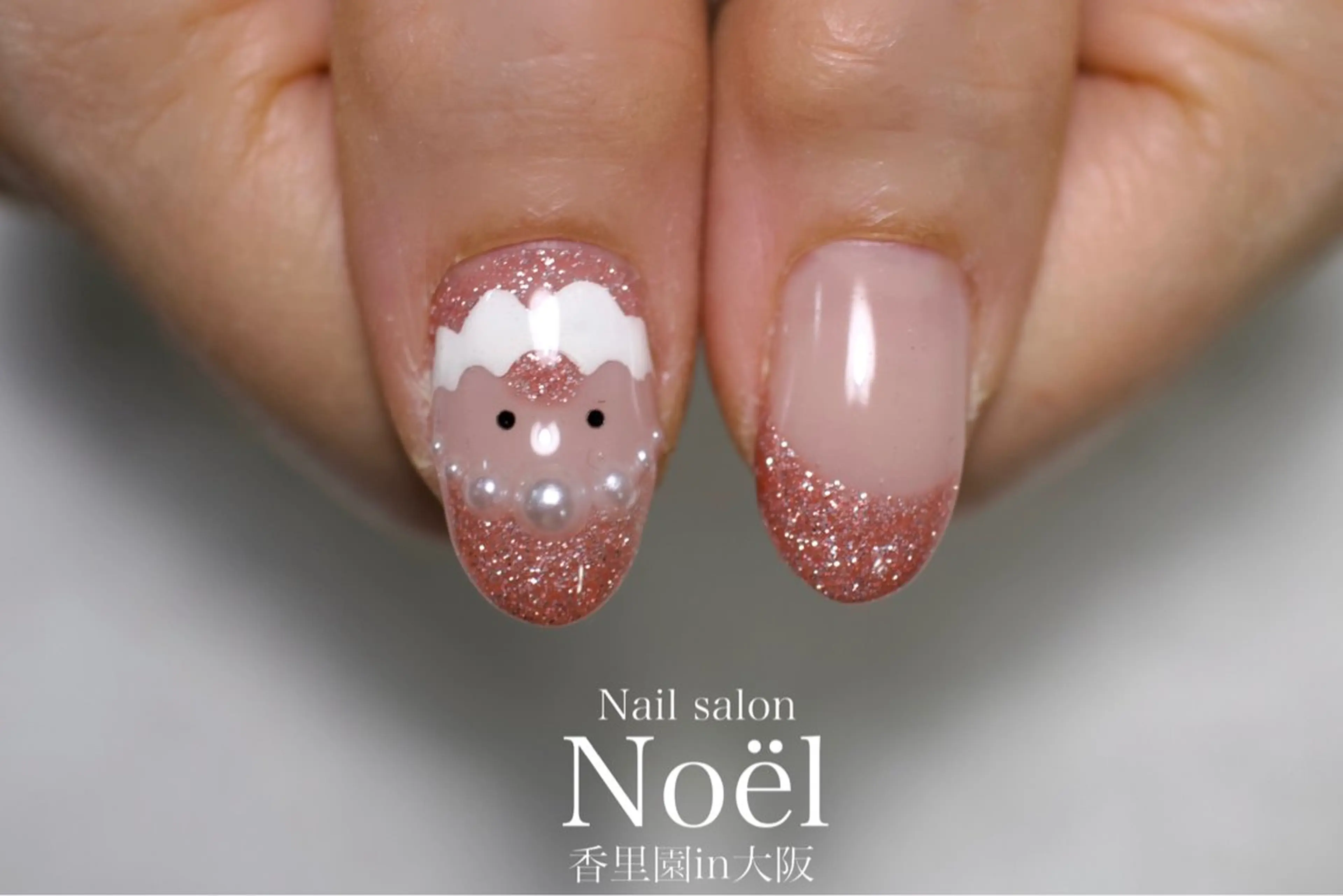 ネイル フラッシュネイル フレンチネイル 冬ネイル クリスマス ハンドネイル Nailsalon Noël所属・Nailsalon &Noelのネイルデザイン
