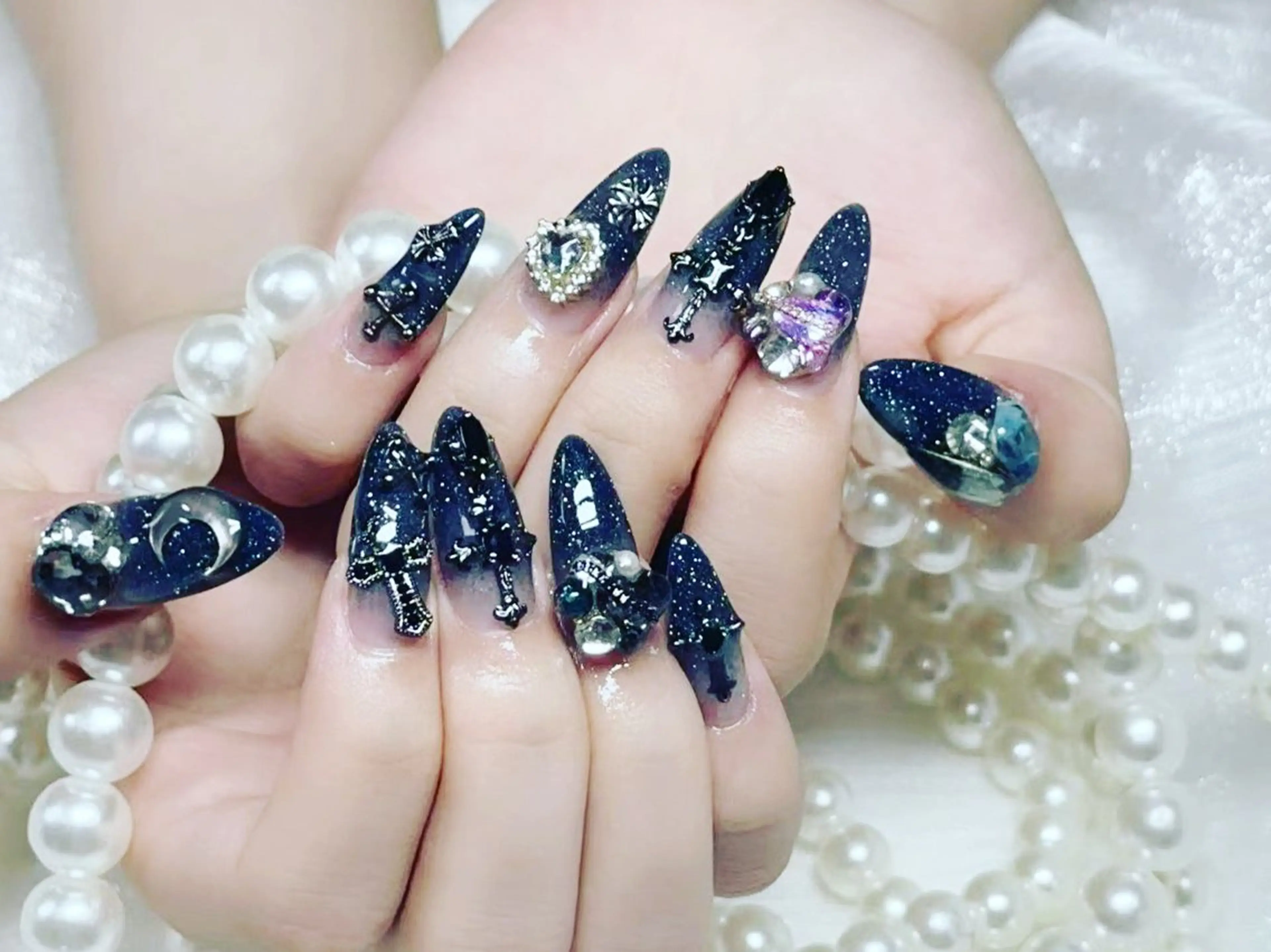 ネイル アートネイル クリアネイル 成人式 長さ出し フラッシュネイル か な🧚‍♀️のネイルデザイン