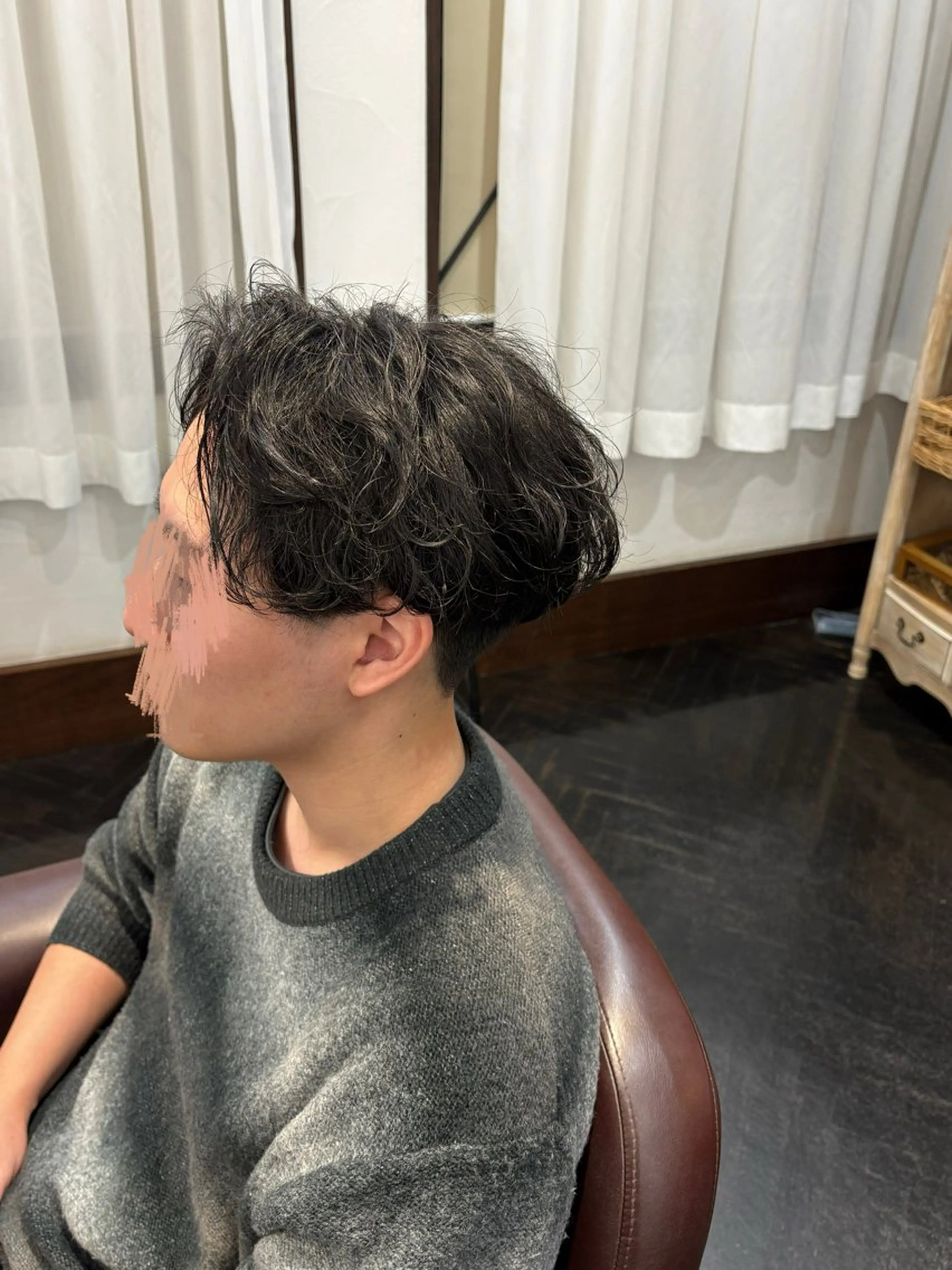 パーマ メンズ センターパート マッシュ メンズパーマ カット パーマ ラカットゾーン 田中李奈のヘアスタイル