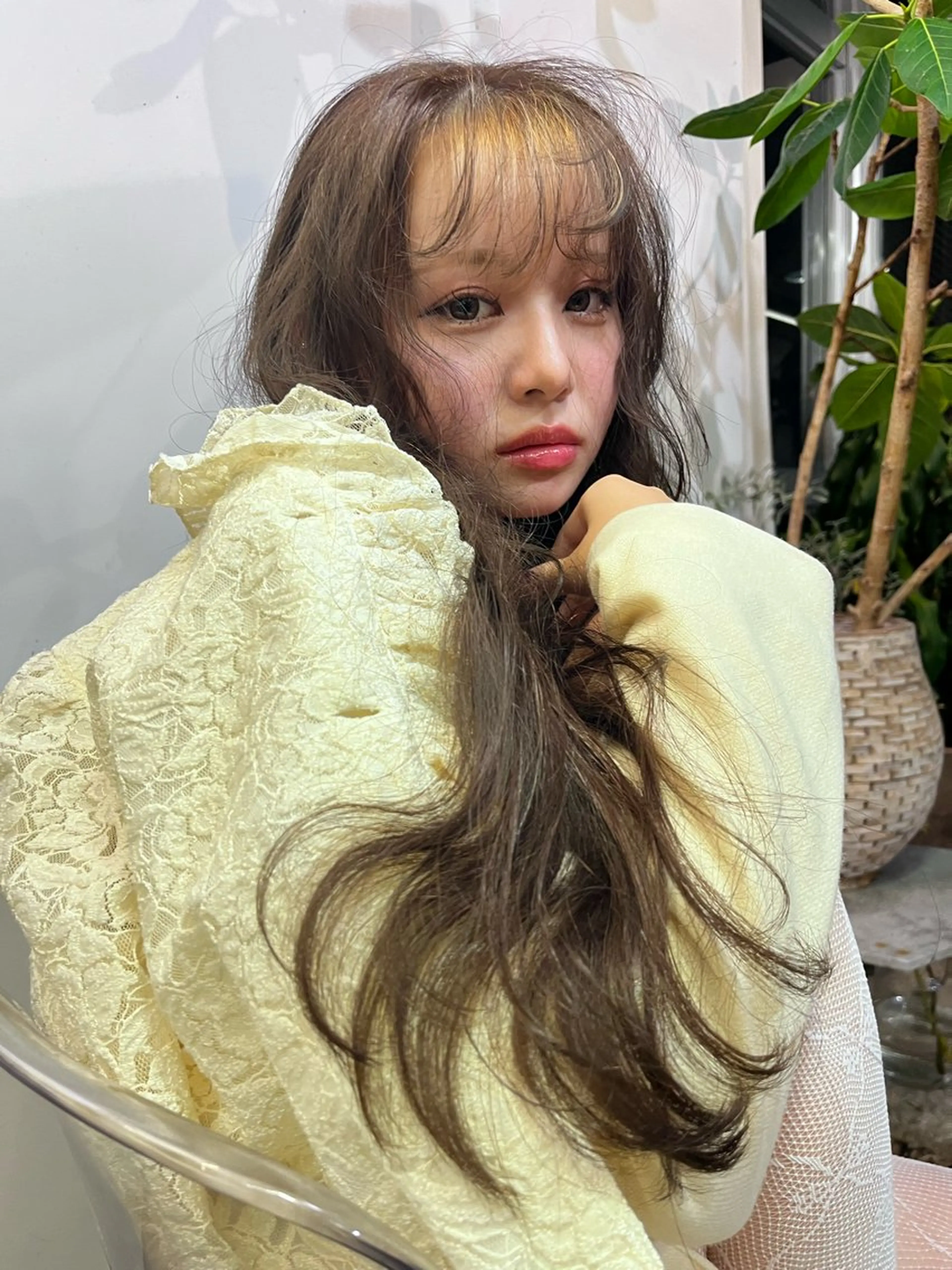 セミロング カラー ヘアカラー ness 一花のヘアスタイル