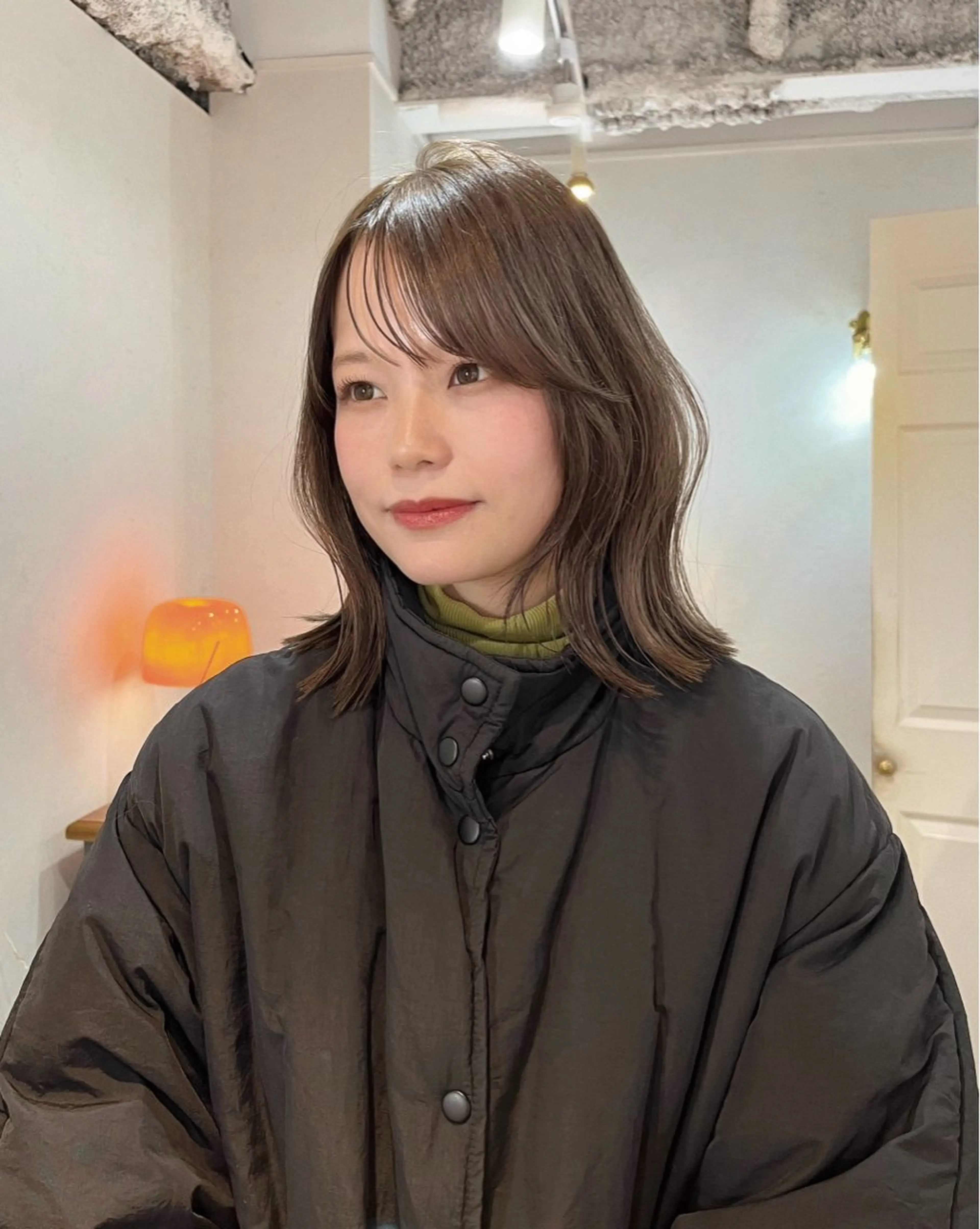 ミディアム ボブ くびれヘア カット ヘアカラー トリートメント 義本 風佳のヘアスタイル