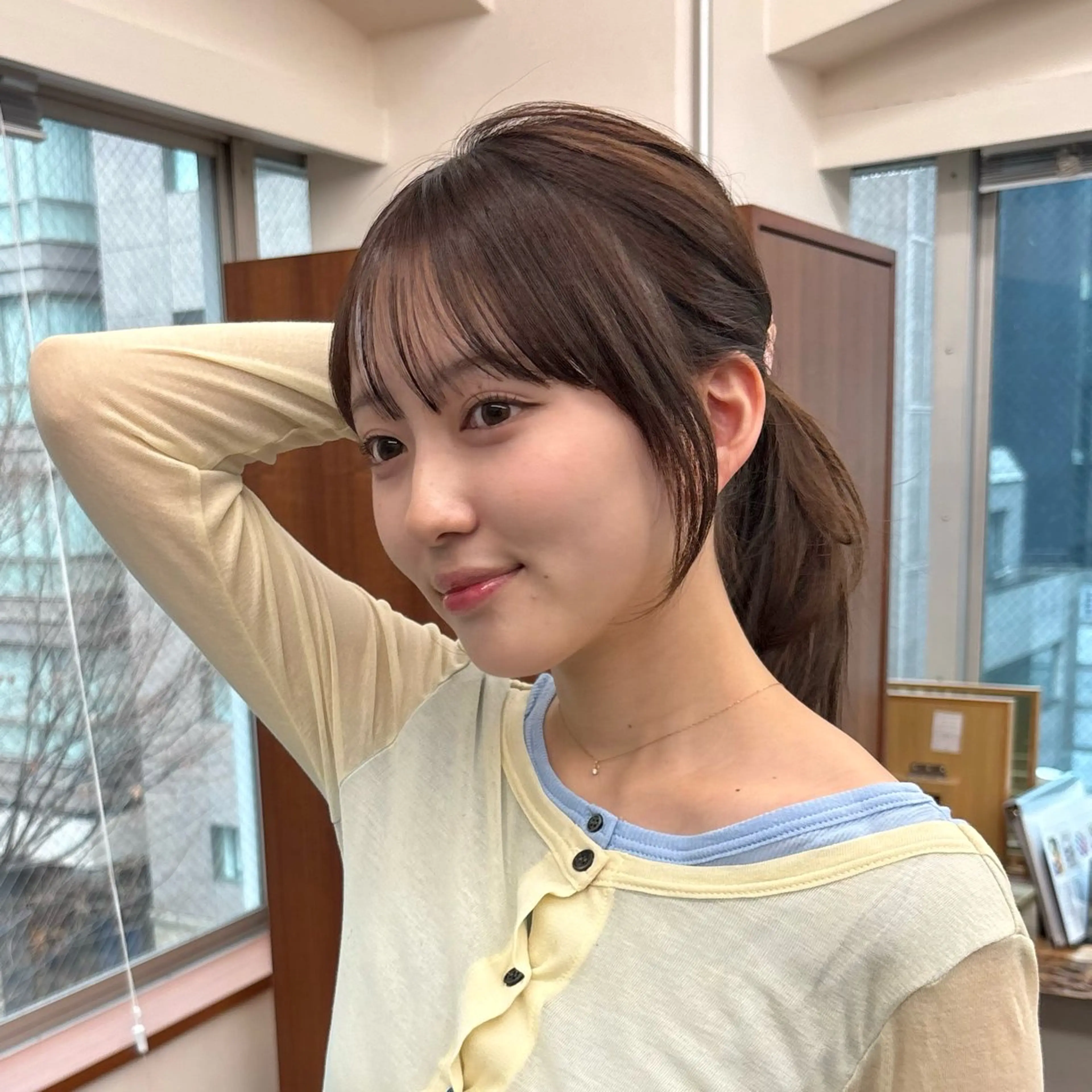 ミディアム カット ヘアカラー トリートメント 透明感カラー/顔周り カット/ののか💞のヘアスタイル