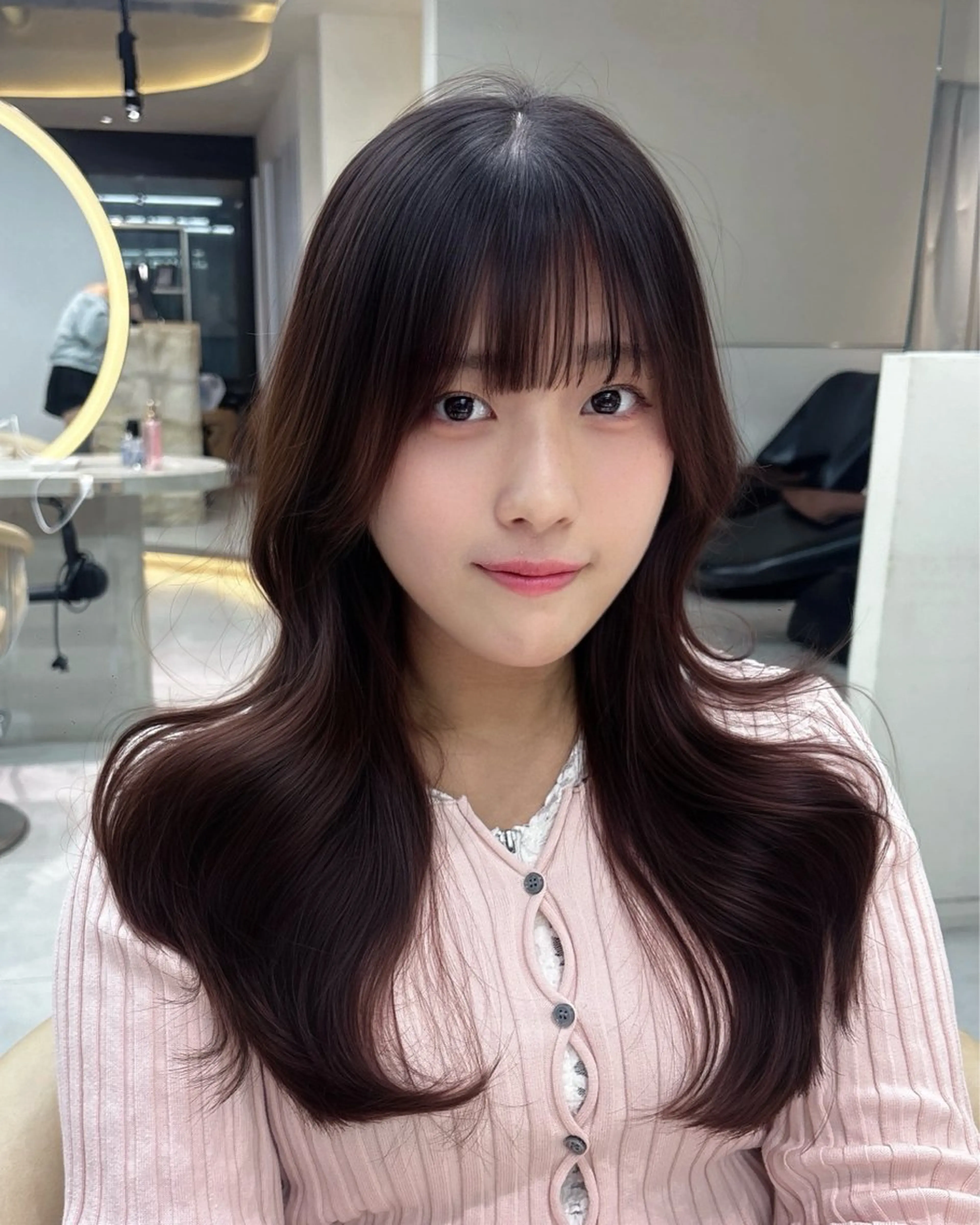 ロング カット ヘアカラー トリートメント 顔周り🇰🇷韓国 レイヤー/モエのヘアスタイル