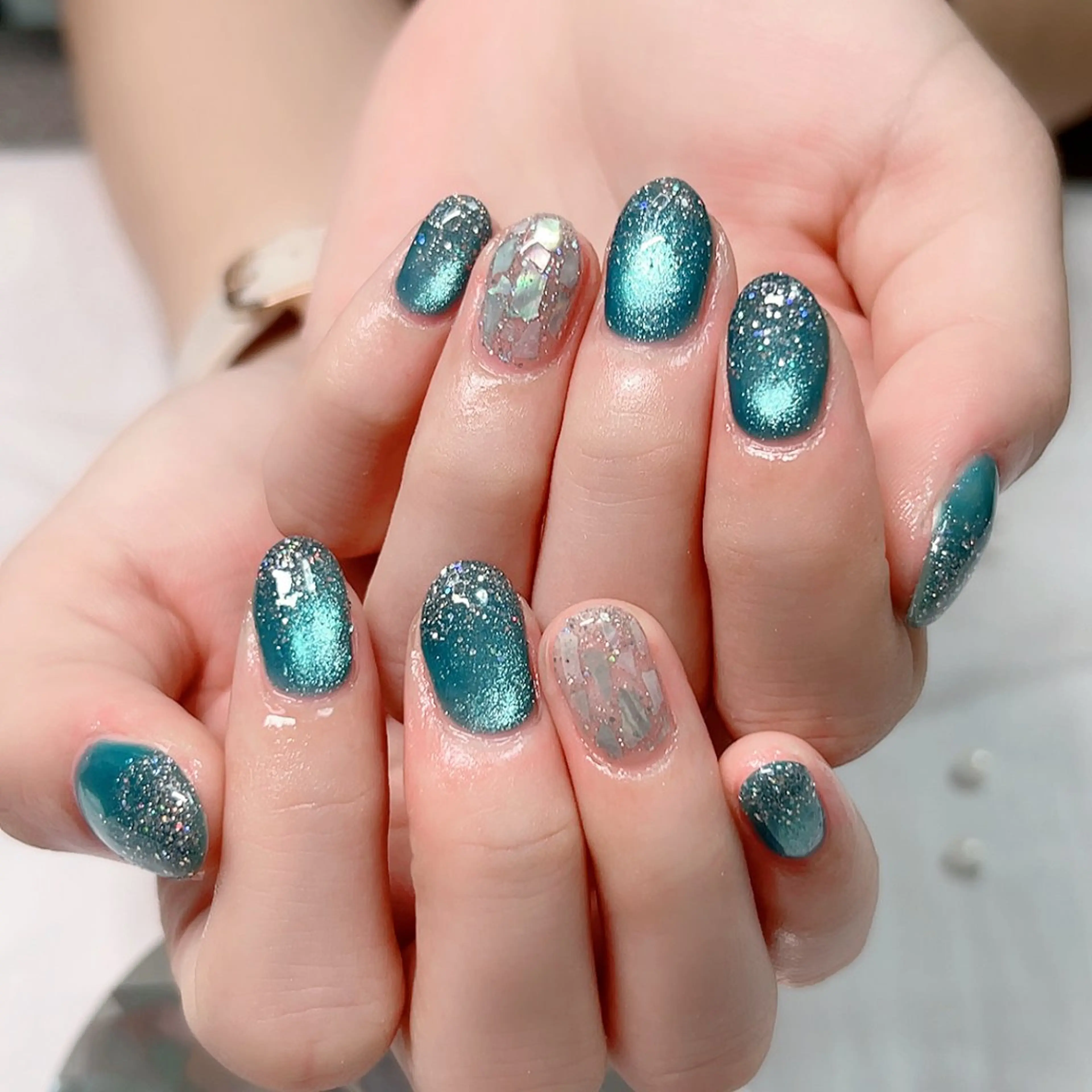 ネイル マグネットネイル シルバー ハンドネイル Cute Tips nailのネイルデザイン