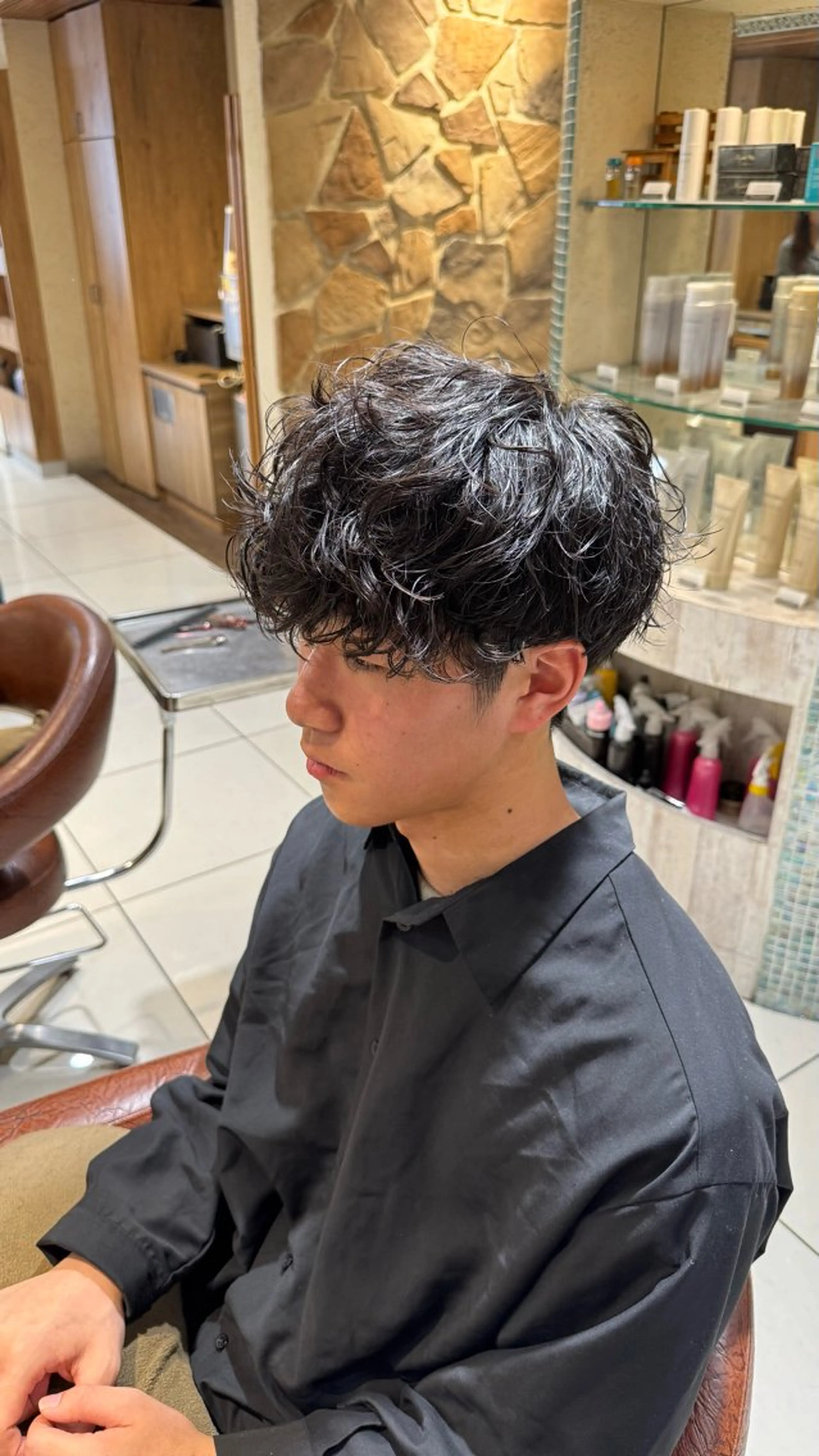 ショート カラー パーマ メンズ 新宿のパーマ職人/ メンズパーマ/石見のヘアスタイル