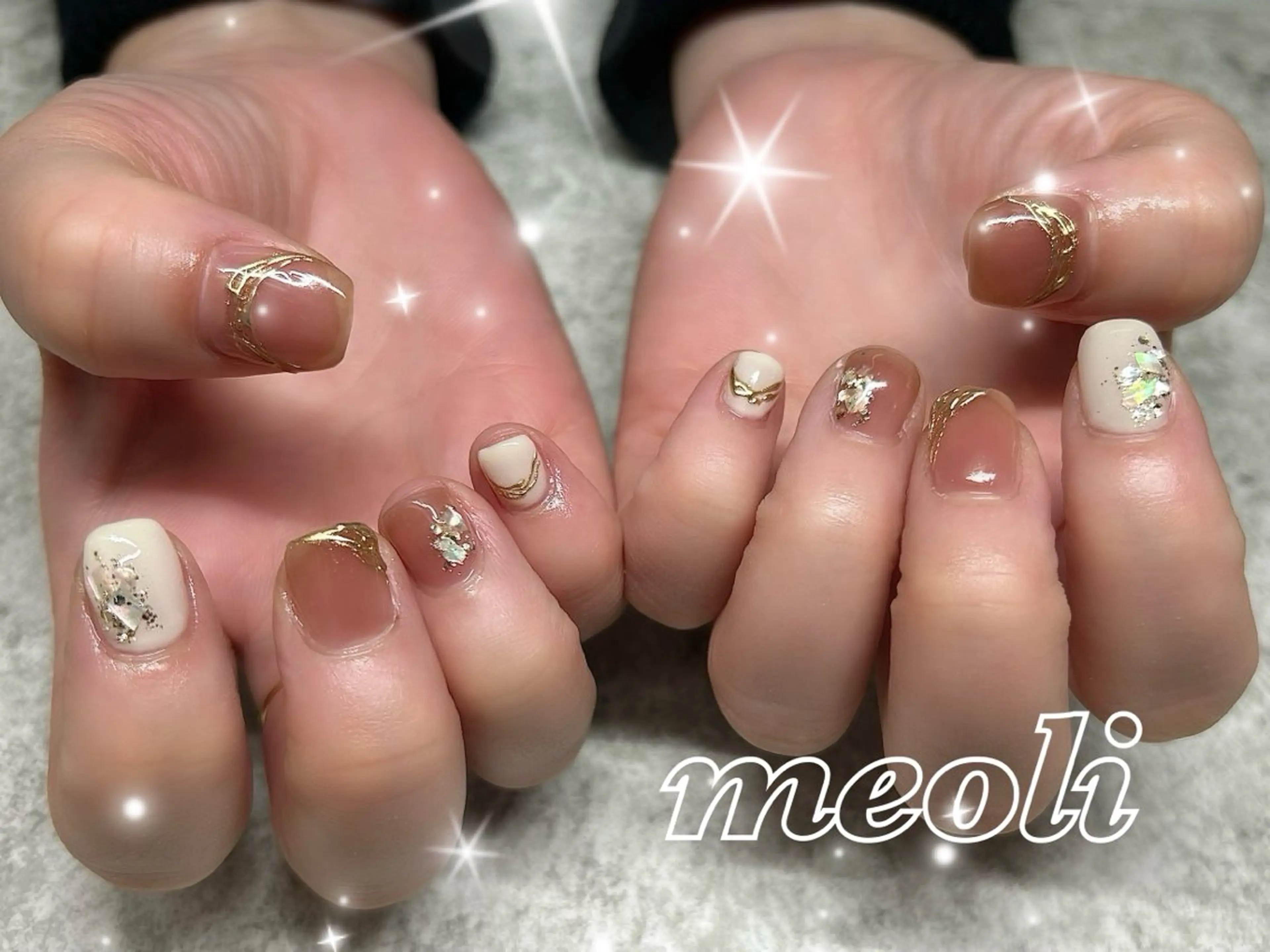 ネイル アートネイル ラメ(グリッター) ミラーネイル ワンカラーネイル ハンドネイル nail salon meoli　アヤのネイルデザイン